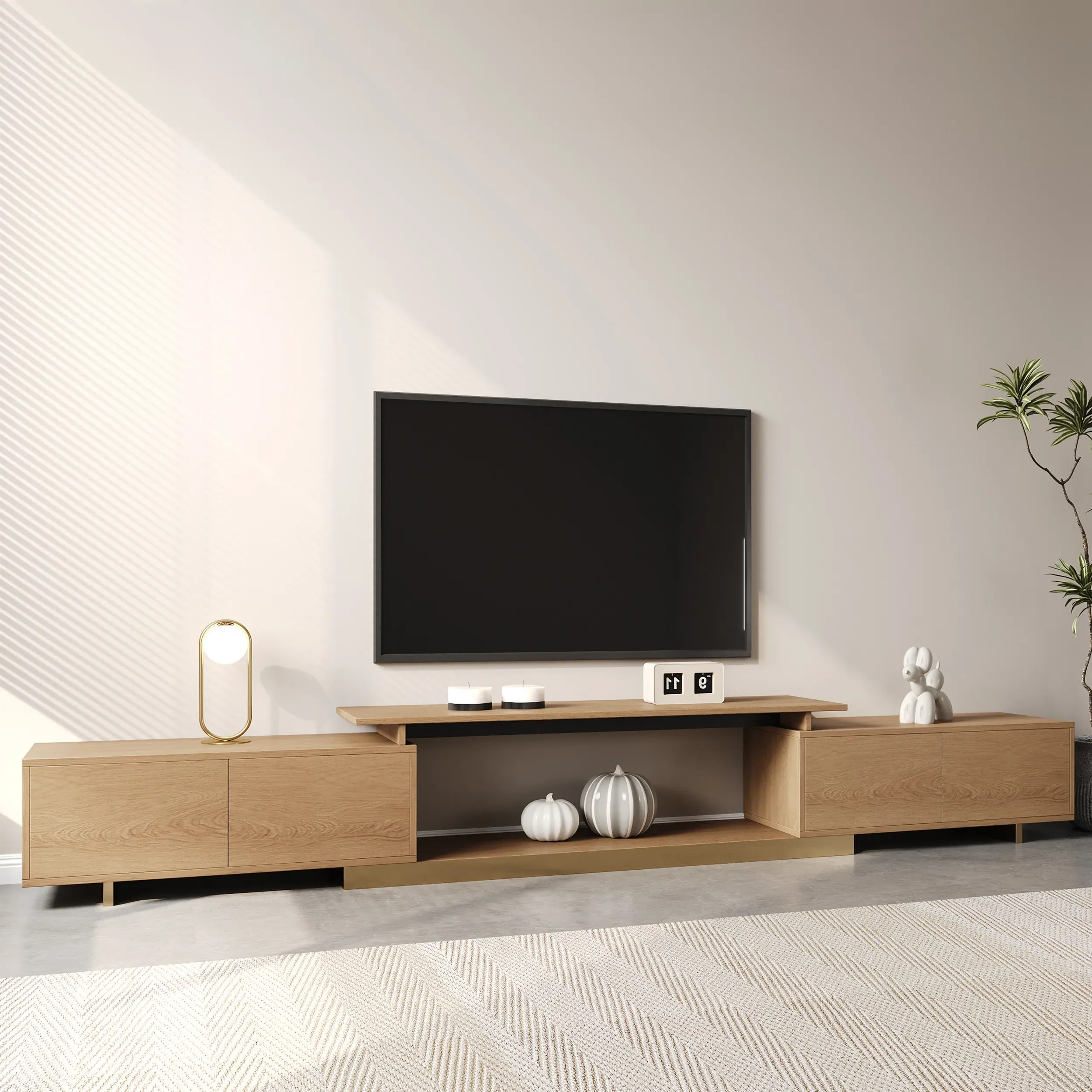 Mordel Extendable TV Stand with Storage - Natural product