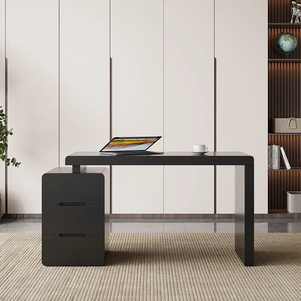 Mular 3-Drawer Writing Desk - Matte Black, Engineered Wood product