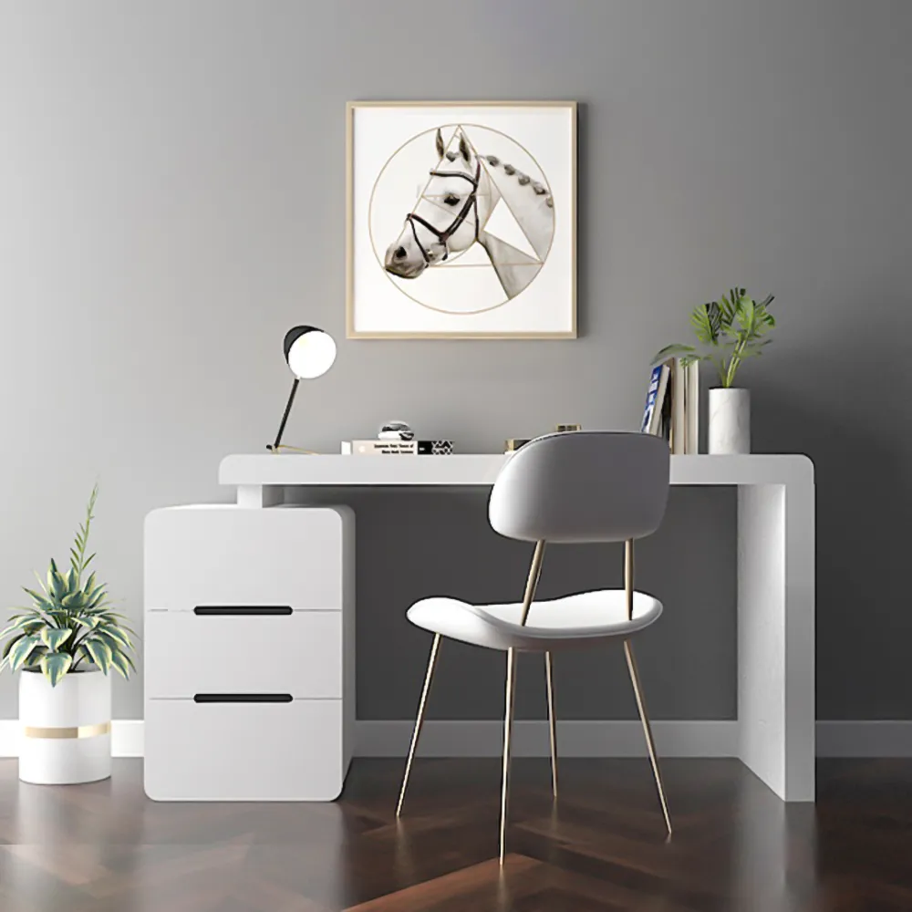 Mular 3-Drawer Writing Desk - White, Engineered Wood product