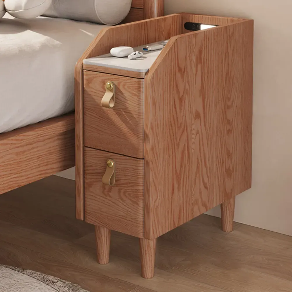 Narrow Smart Nightstand with Sensor Light & USB Port - Cherry product