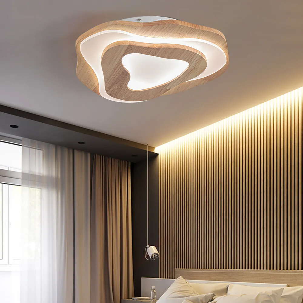 Nordic Oak Wood Flush Mount LED Ceiling Light - Natural product