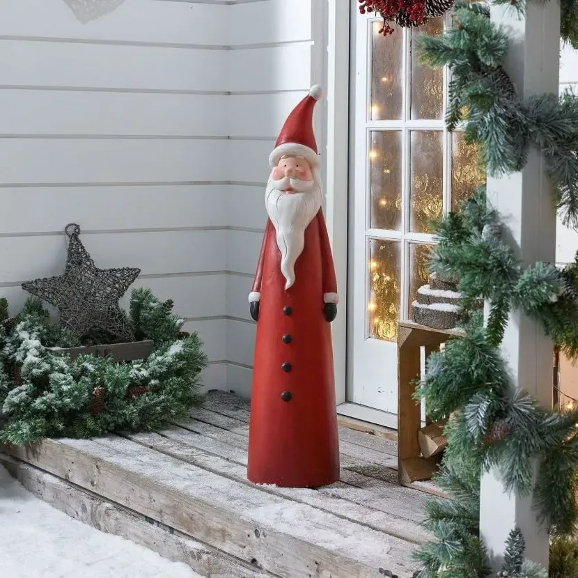 Outdoor Santa Claus Standing Figurine - Red, Resin product