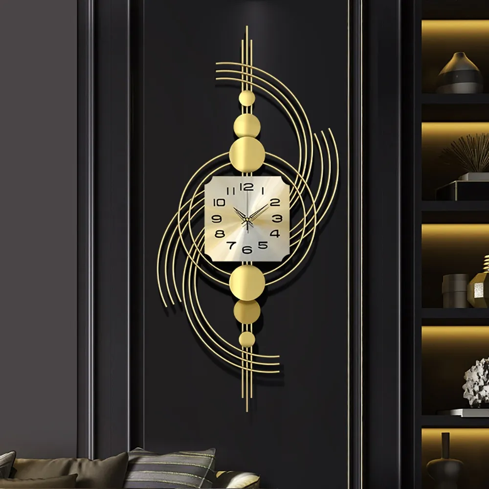 Oversized 3D Geometric Wall Clock - Gold, Metal product