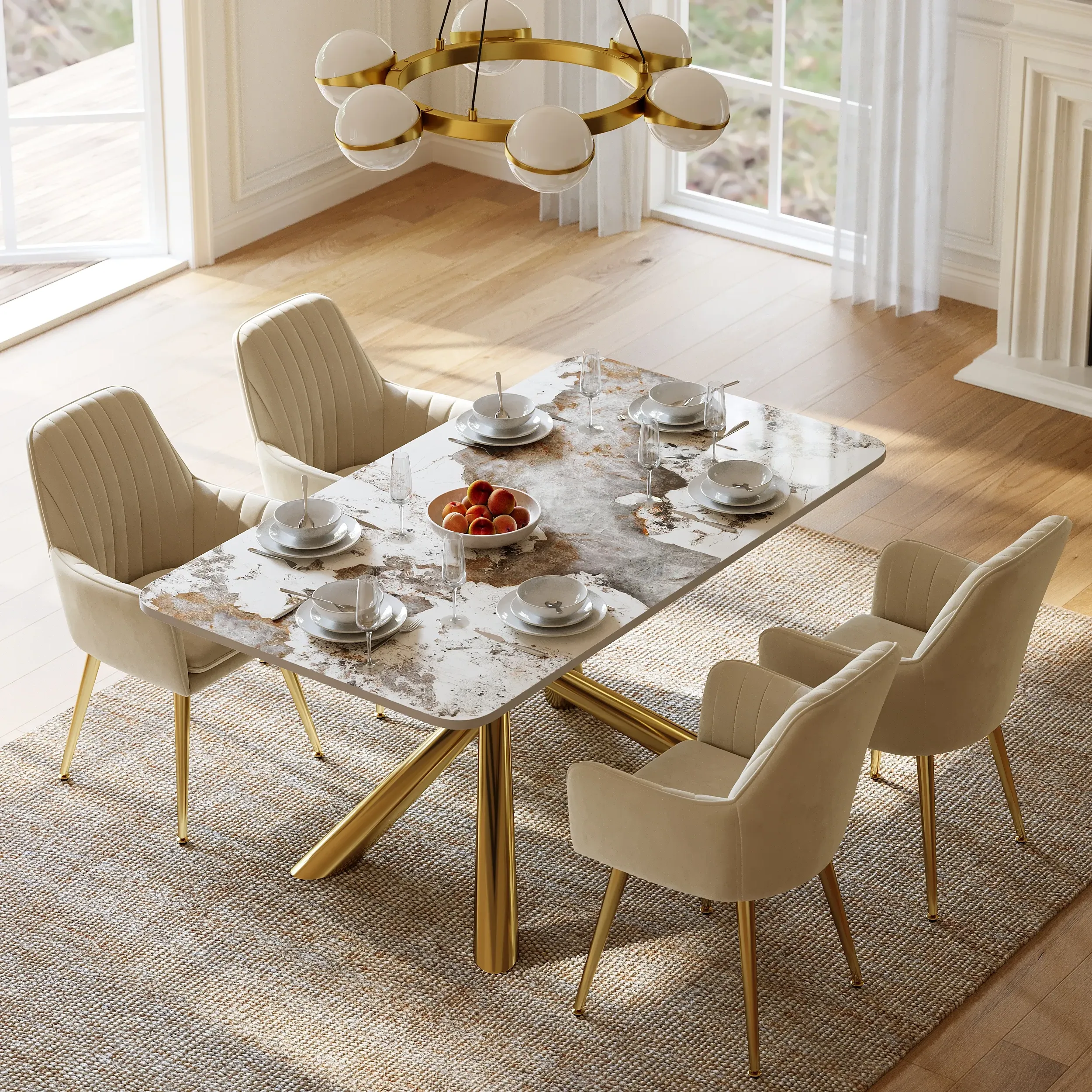Pandora 160cm Rectangular Dining Table & 4 Chairs - Sintered Stone product