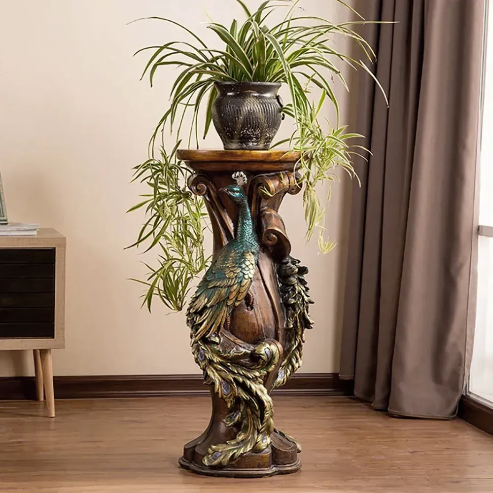 Peacock Plant Stand Freestanding Planter - Brown, Resin product