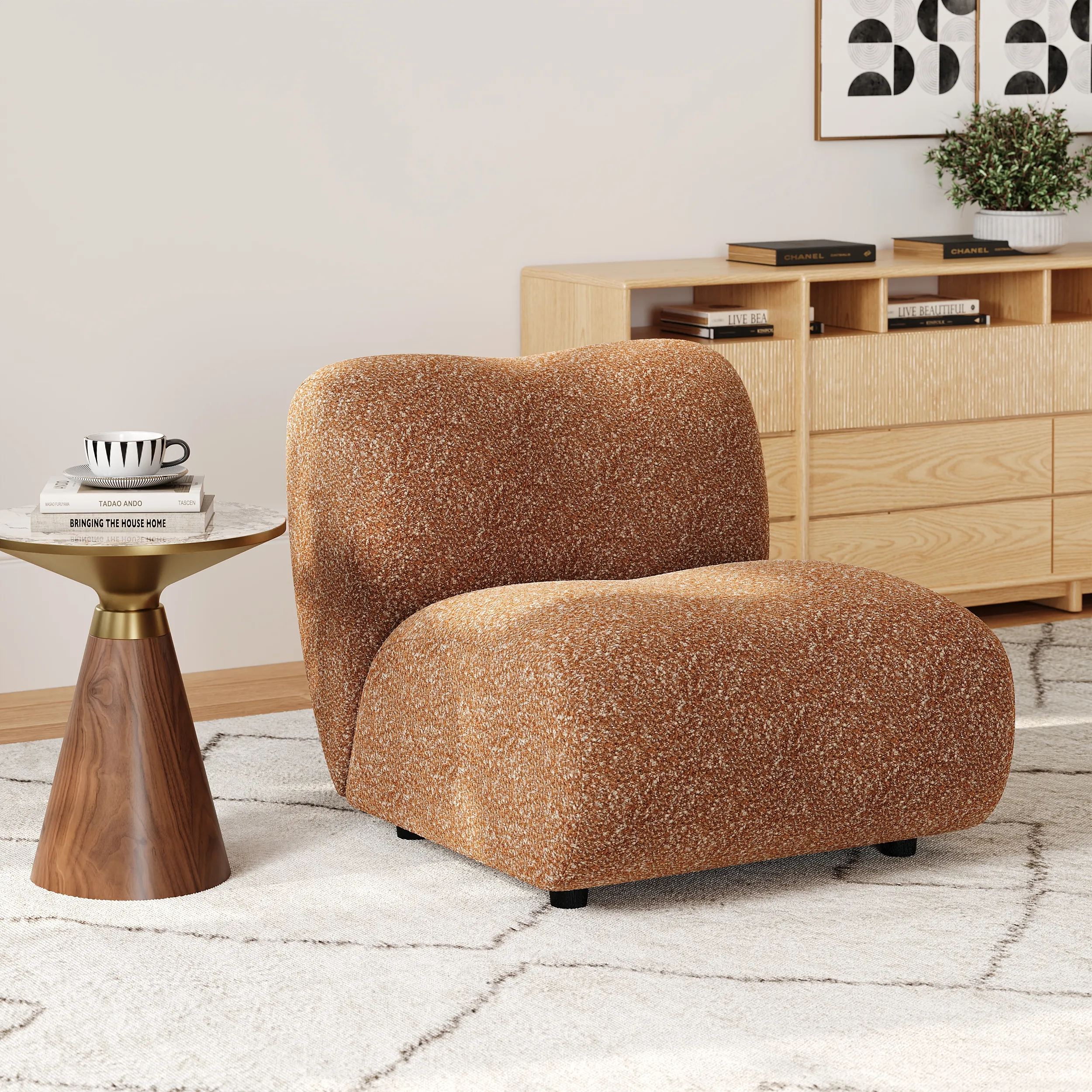 Performance Boucle Curved Slipper Accent Chair product