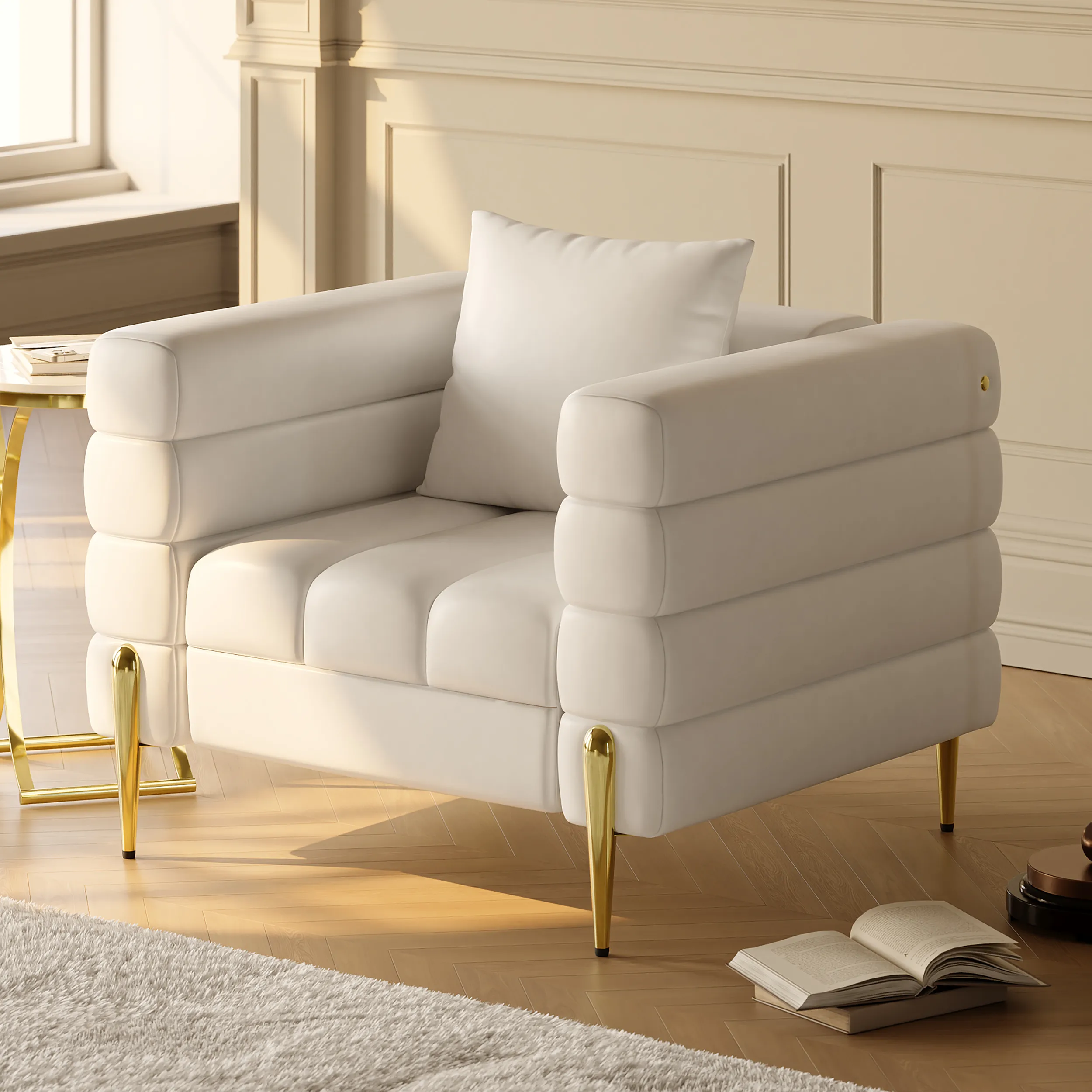 Performance Leather Accent Arm Chair - Gold Legs product