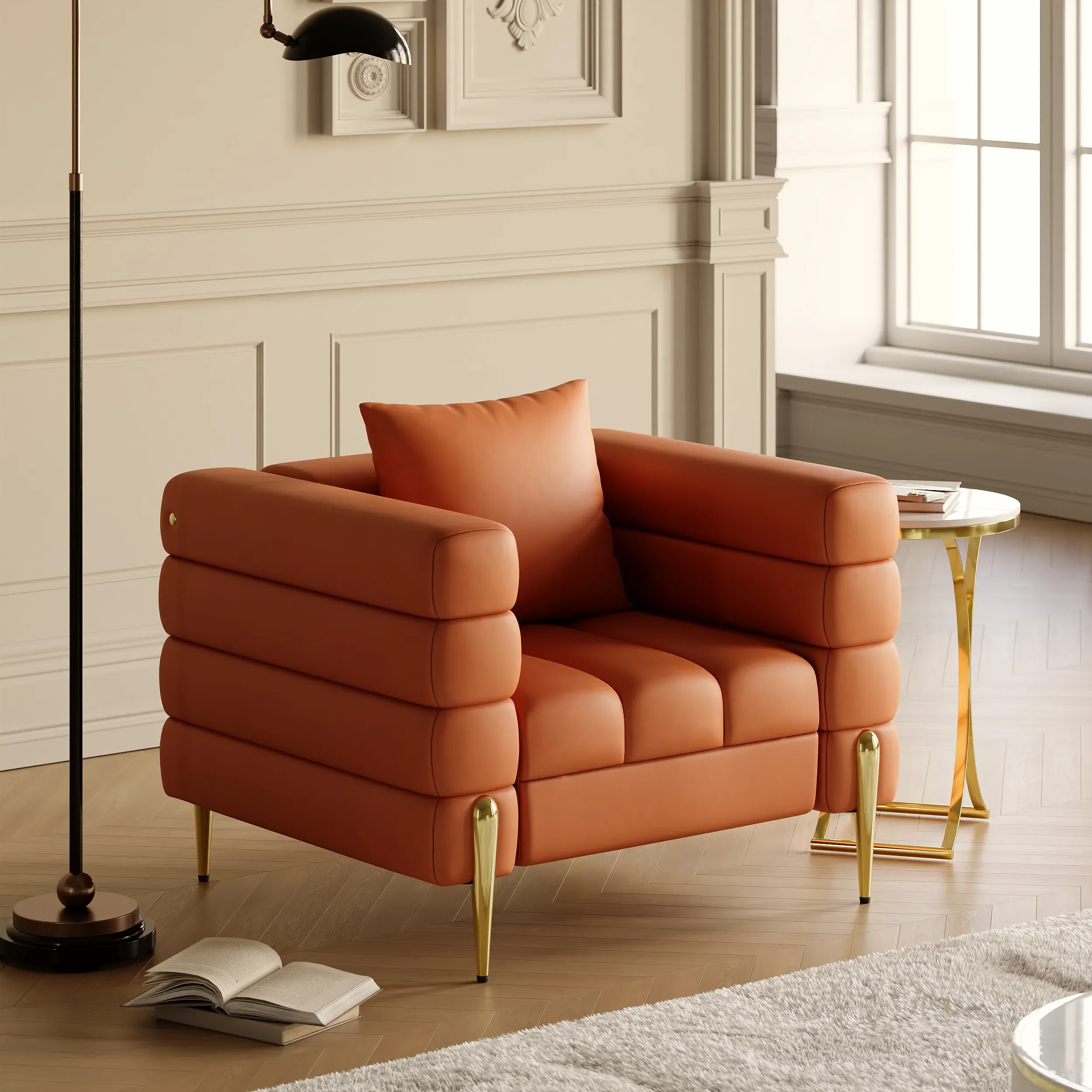 Performance Leather Accent Armchair - Gold Legs product