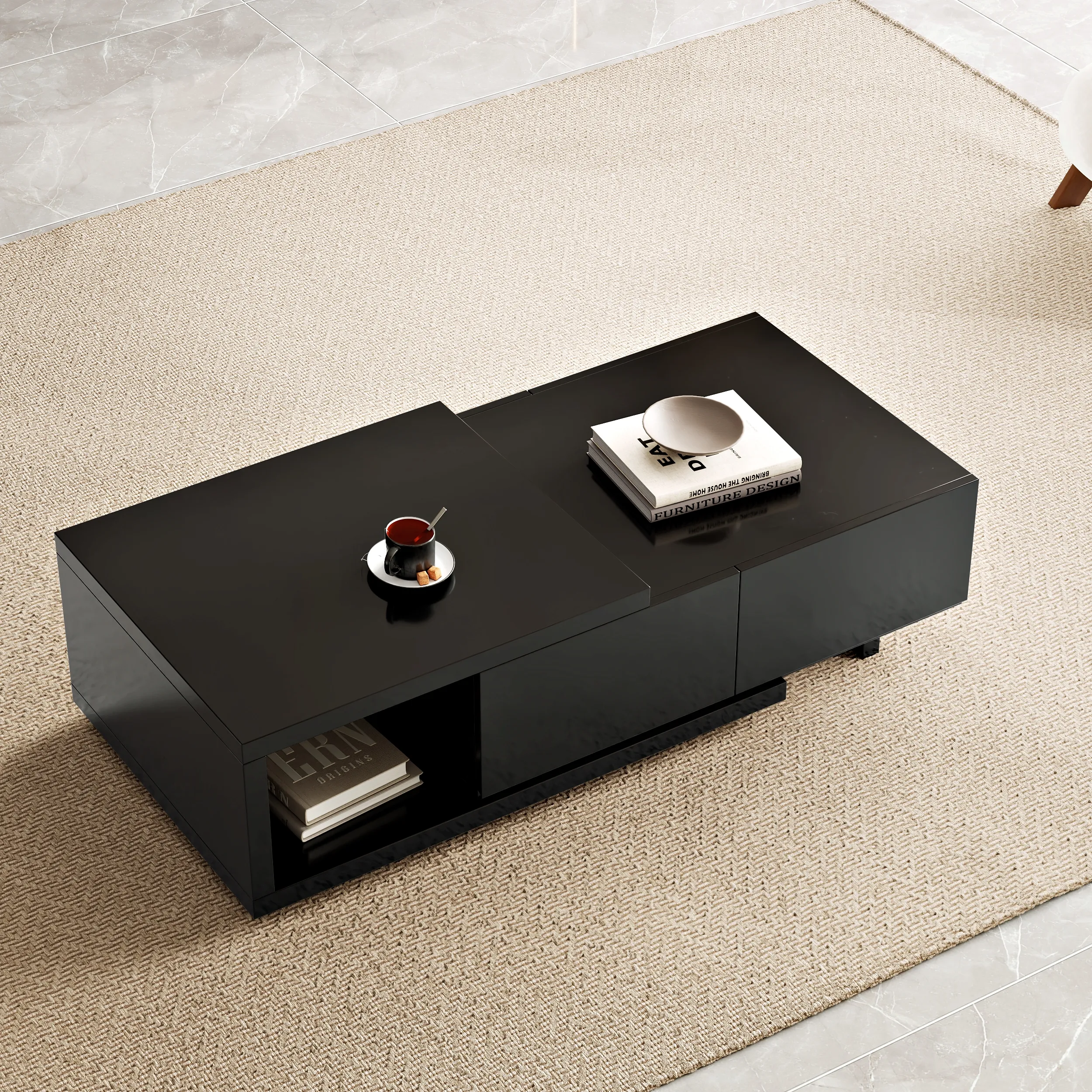 Quoint Extendable Coffee Table with 2 Drawers - Black product