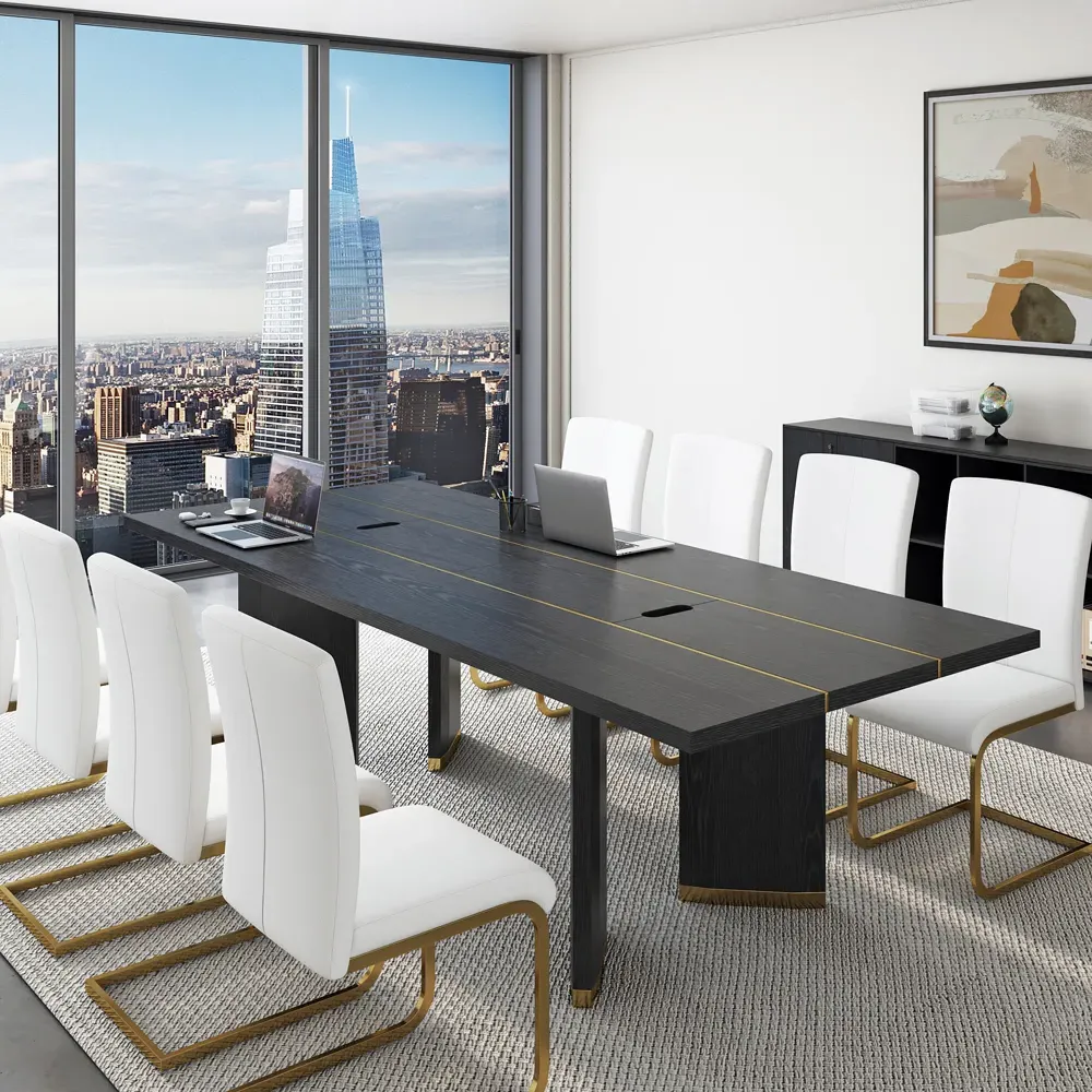 Rectangle Conference Table with Cable Management - Black, Plywood product
