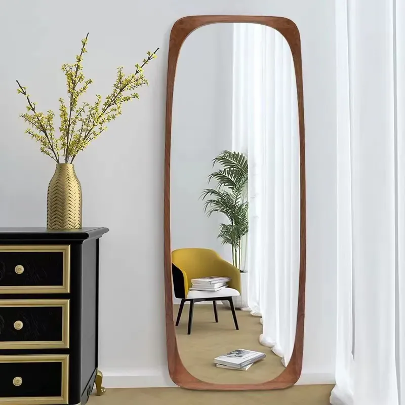 Rectangle Full Length Leaning Floor Mirror - Walnut, Pine Wood product