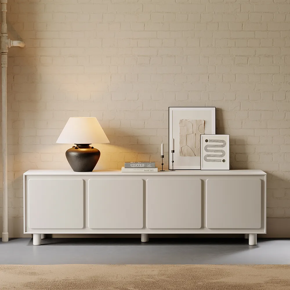 Rectangle Tall TV Stand with Storage - Ivory product