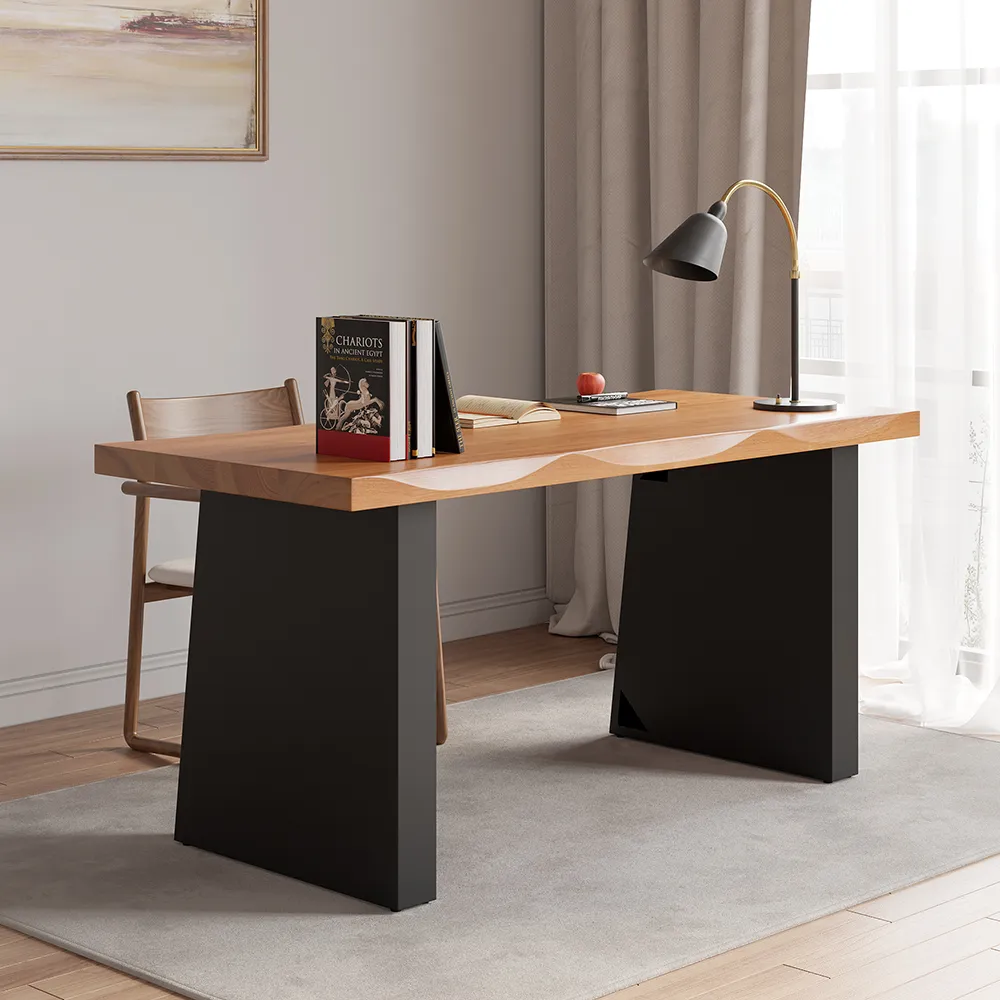 Rectangular Office Desk with Trestle Base - Natural, Pine Wood product