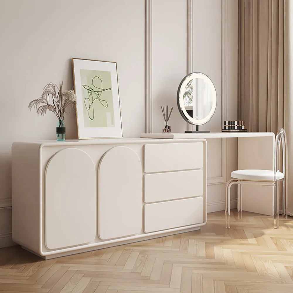 Retractable Dressing Table with Doors & Drawers - Ivory product