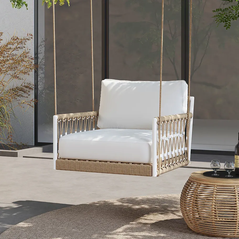Ropipe 1-Seater Garden Swing Sofa - White, Woven Rope product
