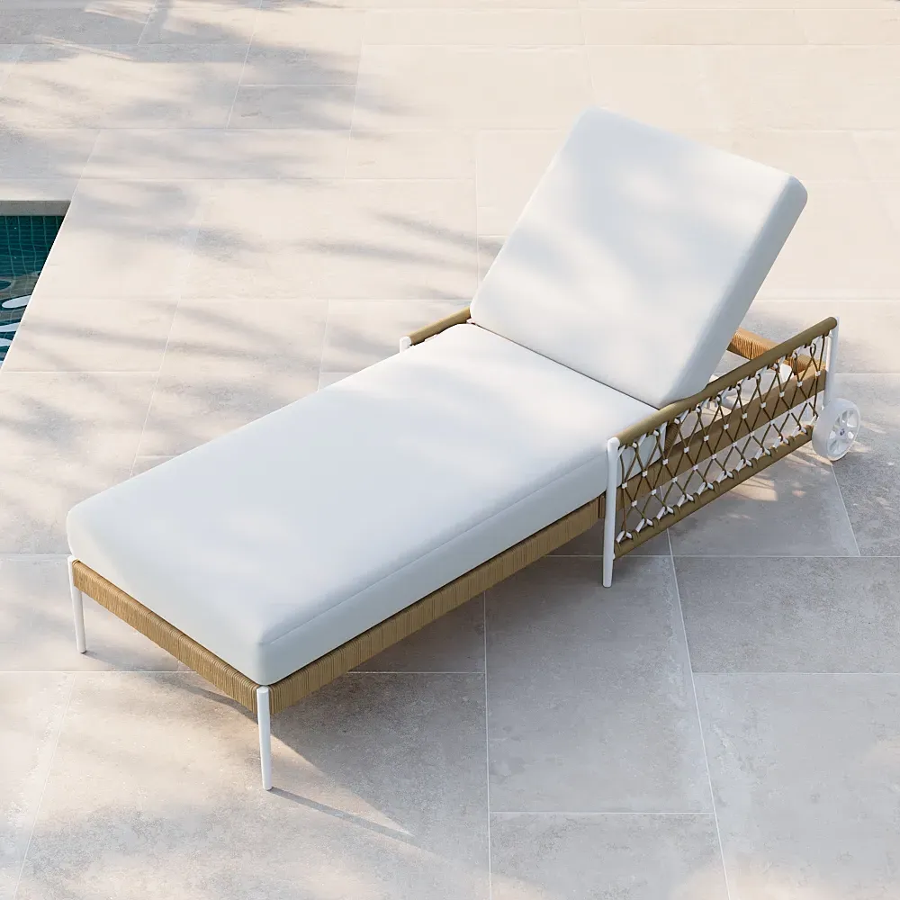 Ropipe Outdoor Lounge Chair Reclining with Wheels - White product