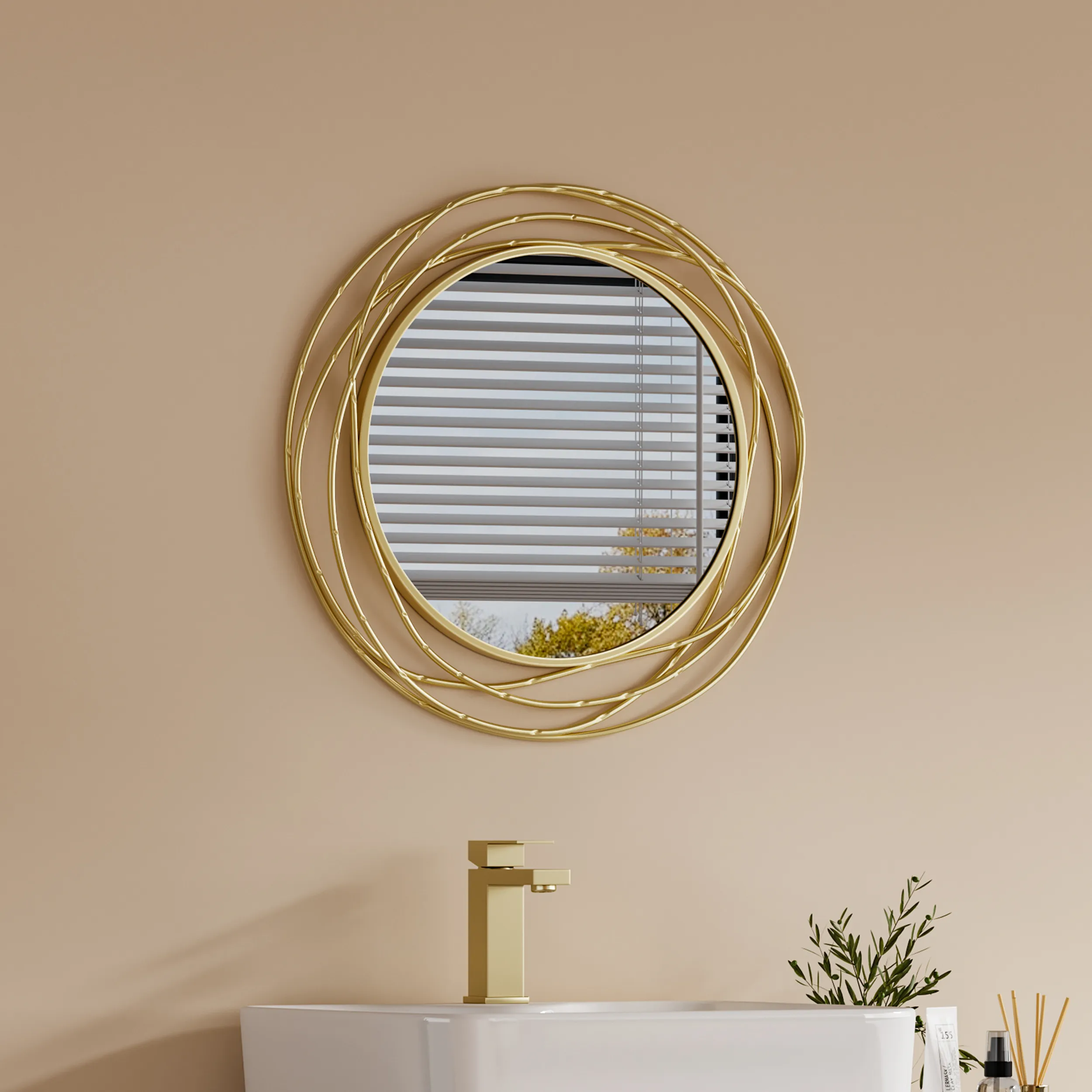 Round Bathroom Mirror - Gold, Metal product