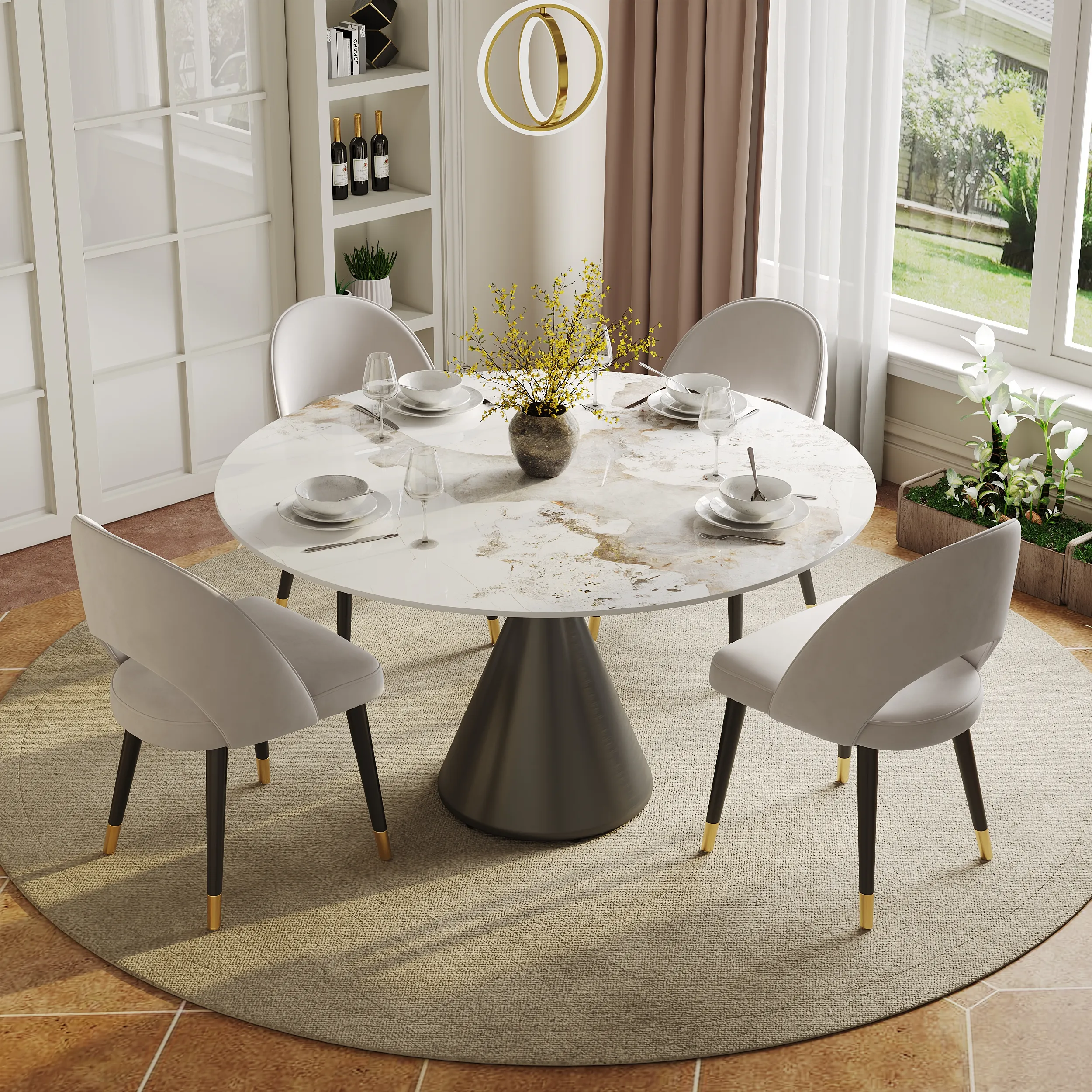 Round Dining Table 4-Seater - Glossy Pandora, Sintered Stone product