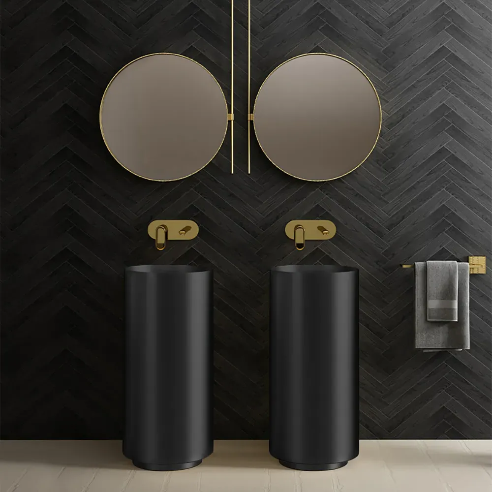 Round Freestanding Pedestal Basin - Black, Stainless Steel product