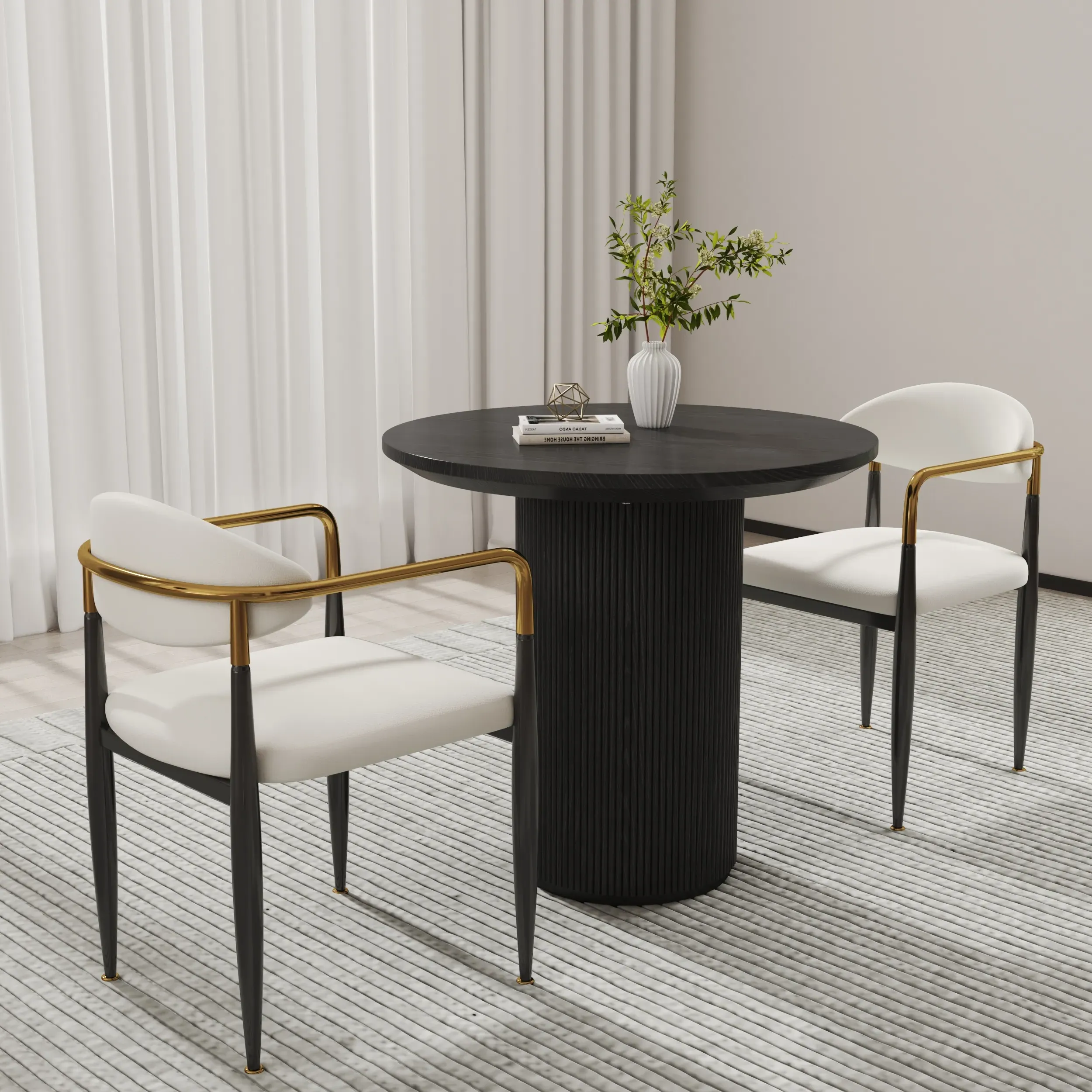 Round Small Dining Table & Chair Set - Black, Wood product