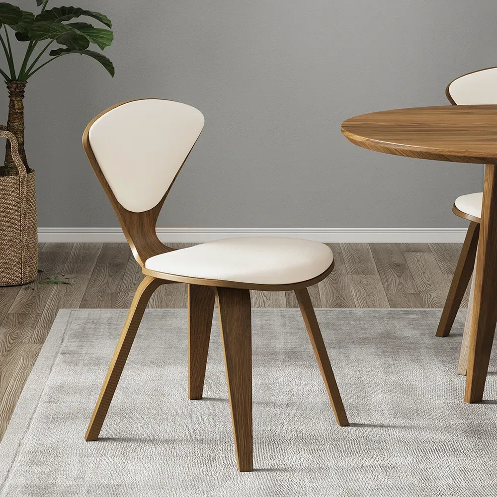 Set of 2 Dining Chairs with Splayed Legs - White, Faux Leather product