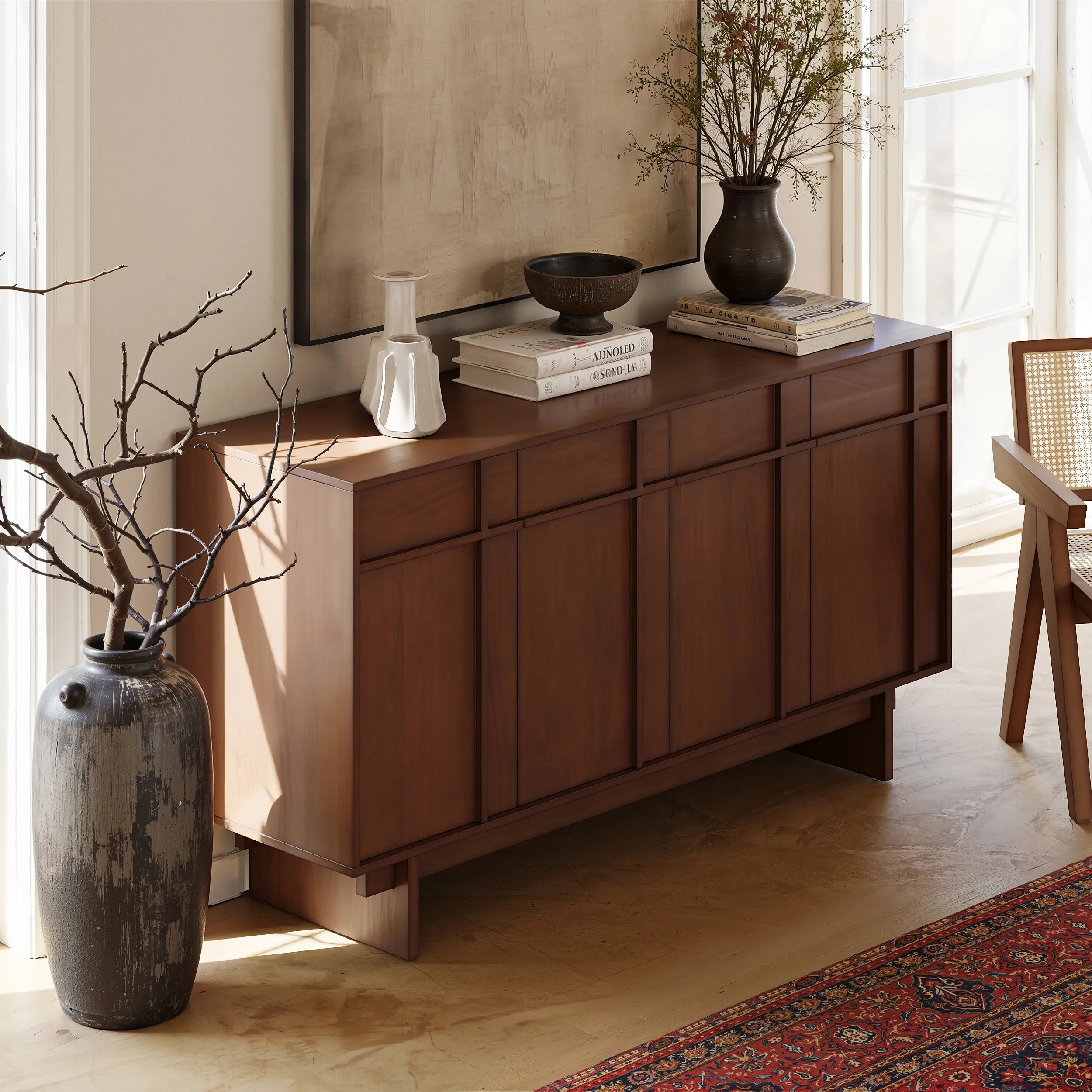 Sideboard Buffet with Storage - Walnut, Ash Wood Veneer product
