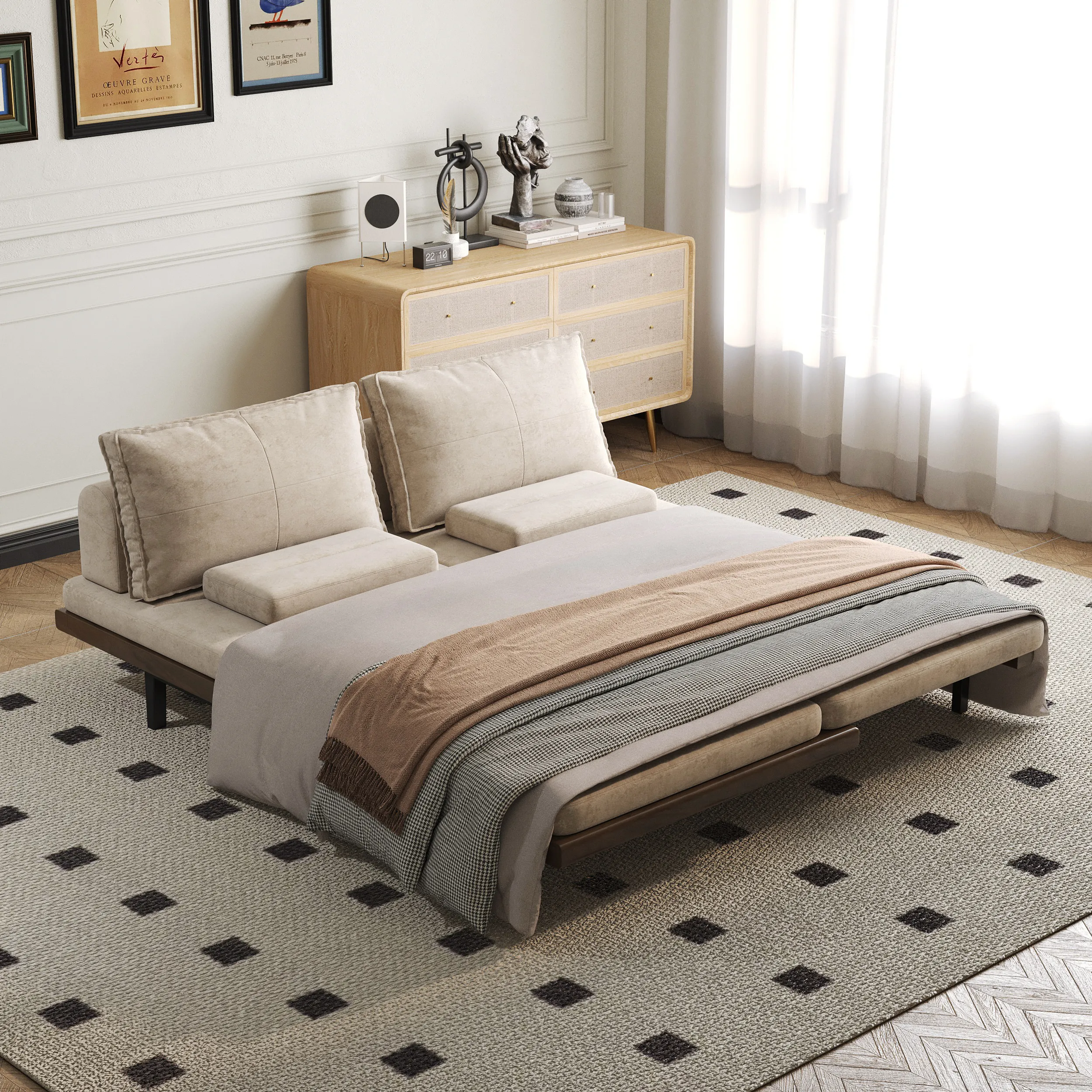 Single Futon Daybed Convertible Sofa Bed - Cotton, Linen product