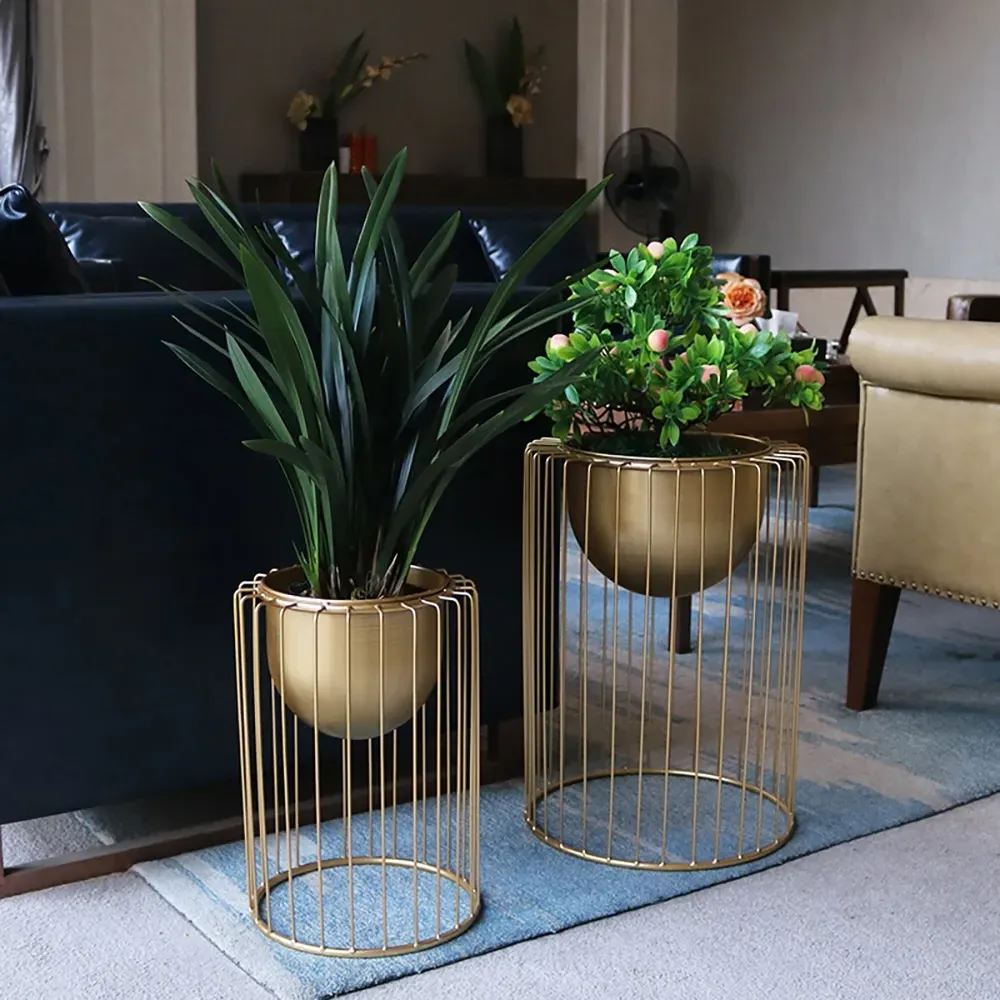 Small Round Plant Stand - Gold, Metal product