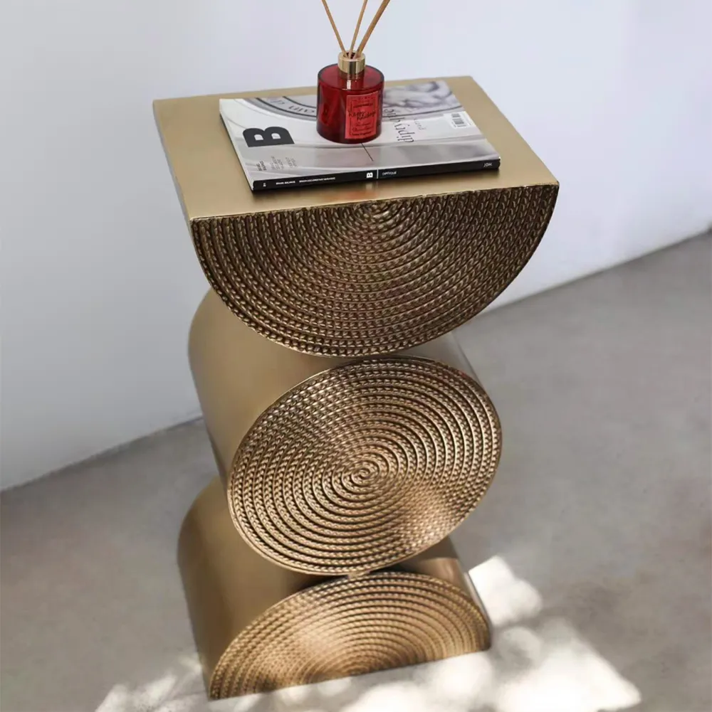 Stacked Semi-Circle Side Table - Gold, Metal product