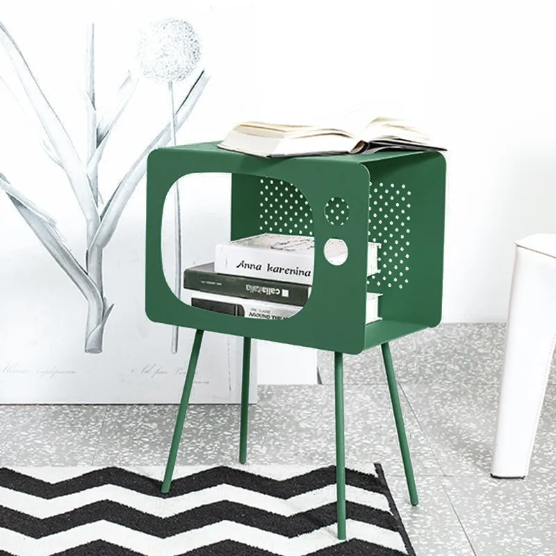 Stert Television Shape Side Table - Green, Metal product