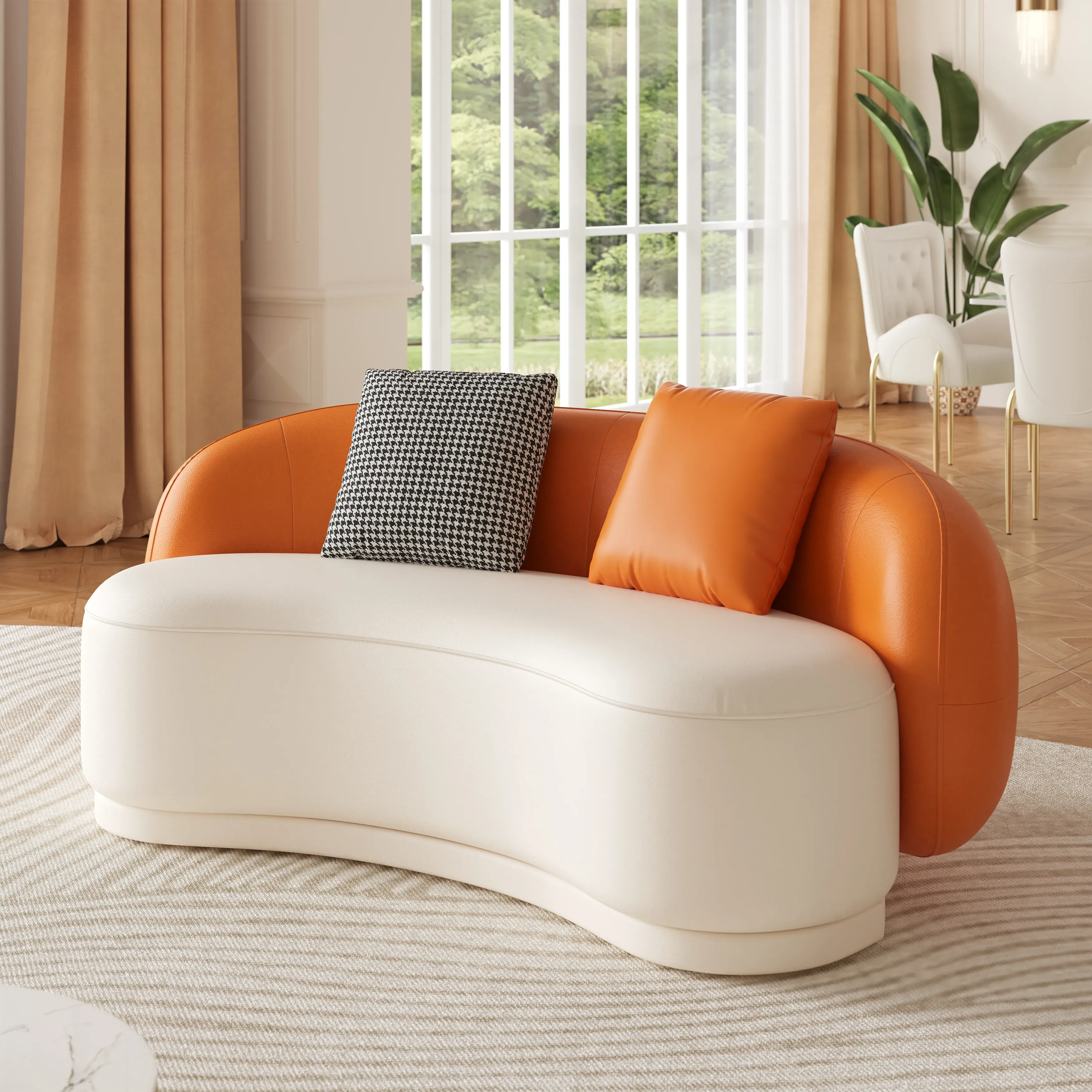 Suncurve 2-Seater Curved Sofa with Pillows - Performance Leather product