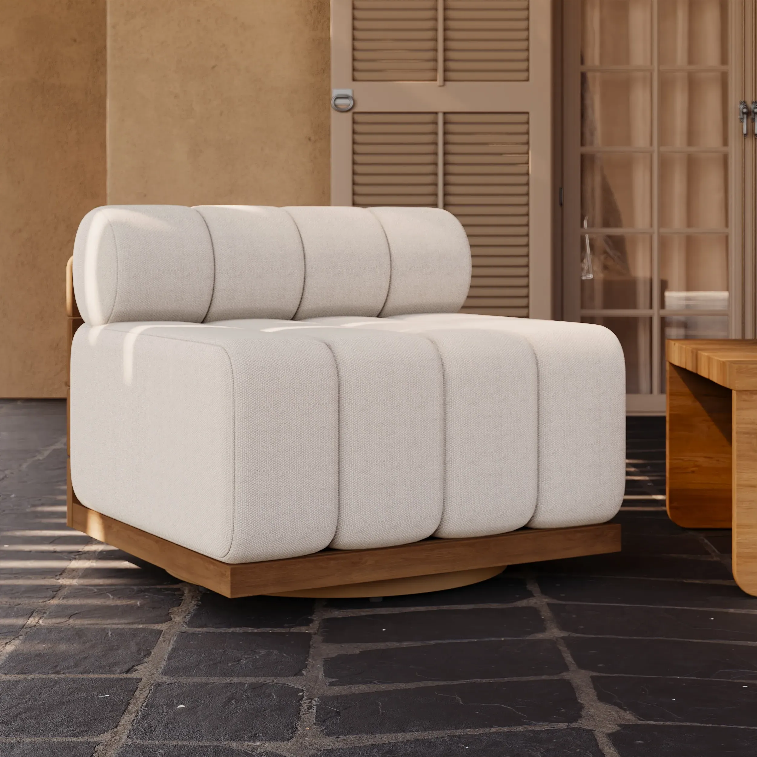 Swivel Lounge Chair Deep Seat - Natural Teak, Aluminium product