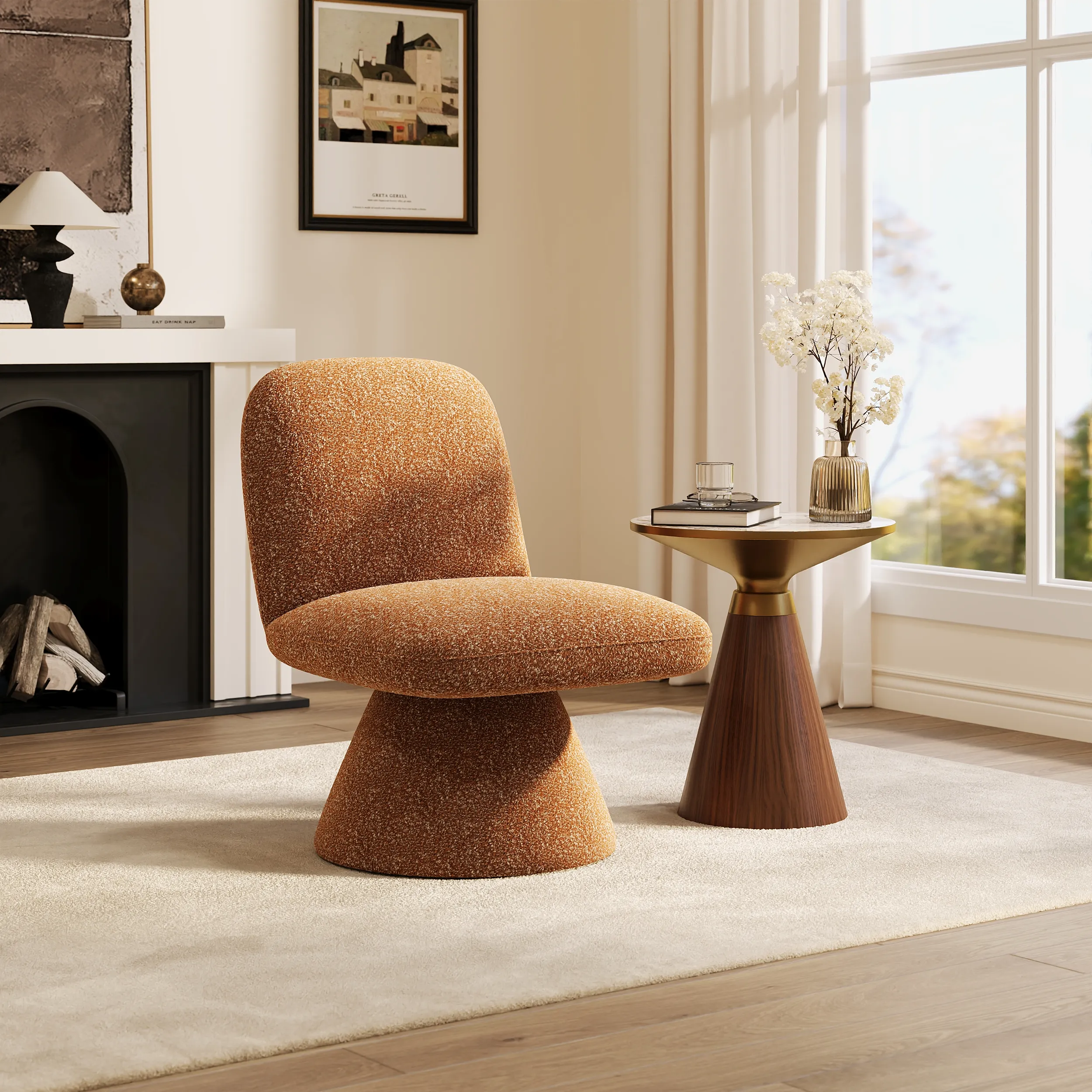 Swivel Slipper Accent Chair - Boucle product