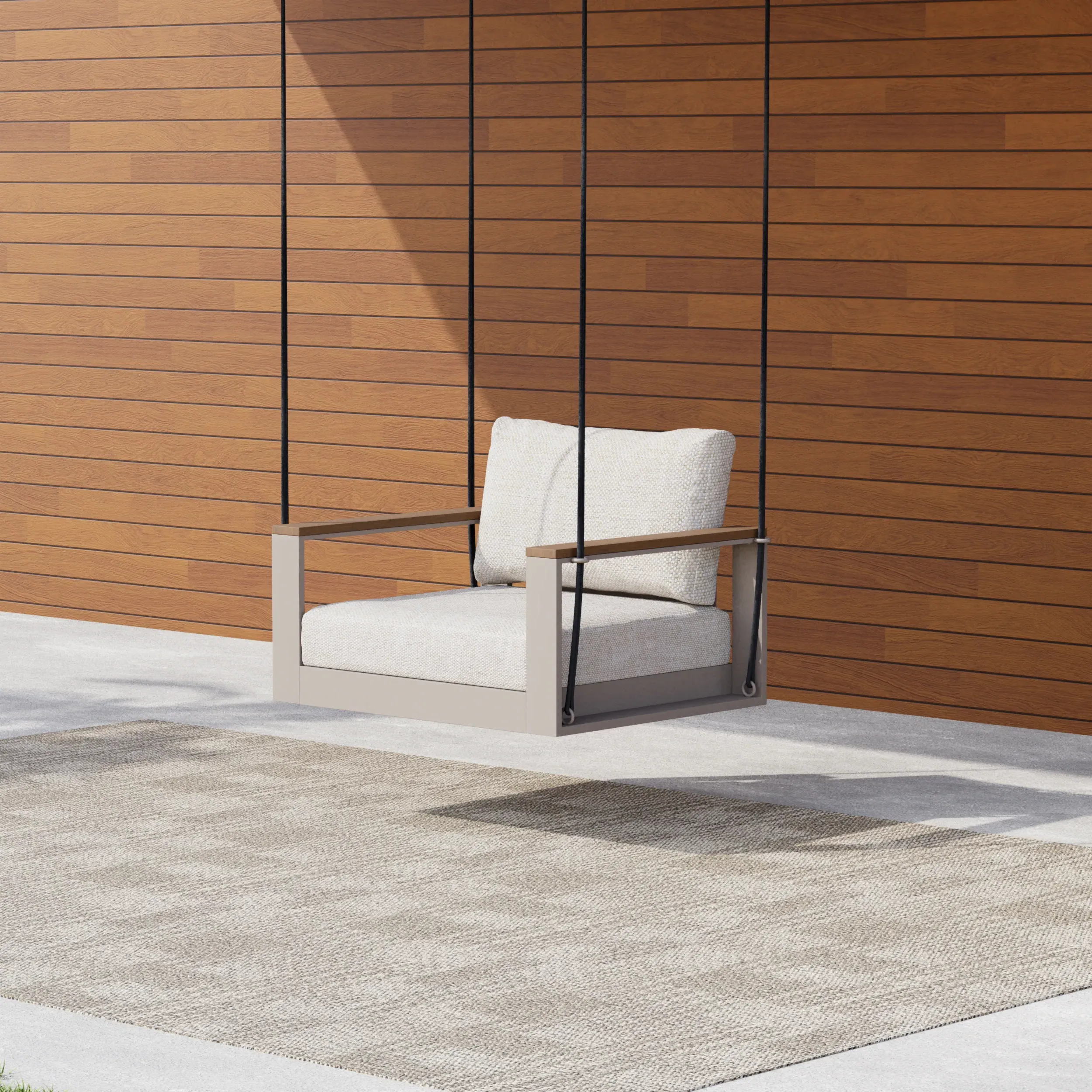 Tevara Garden Hanging Swing Sofa - Sand, Teak & Aluminium product