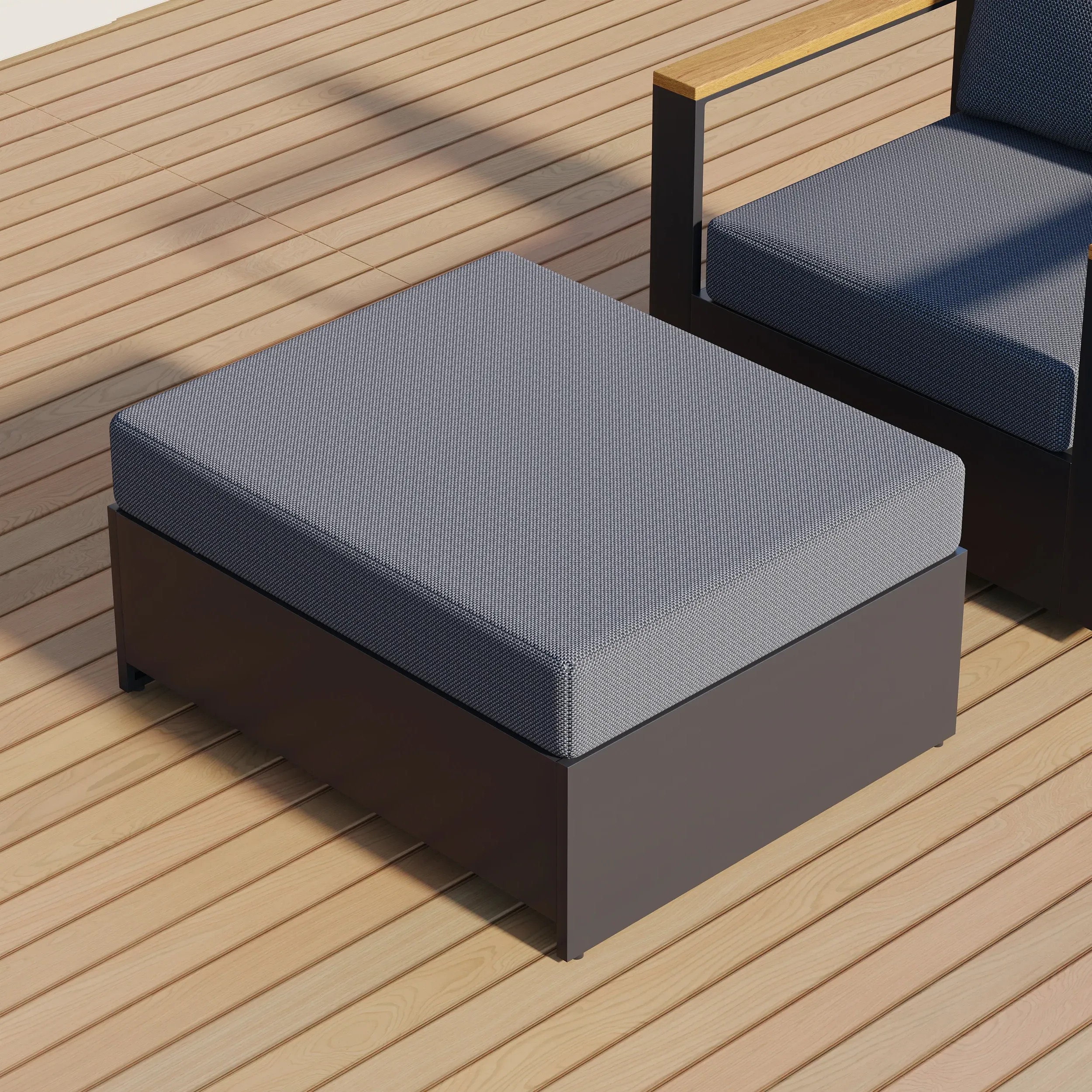Tevara Outdoor Storage Ottoman with Swivel - Dark Grey, Aluminium product