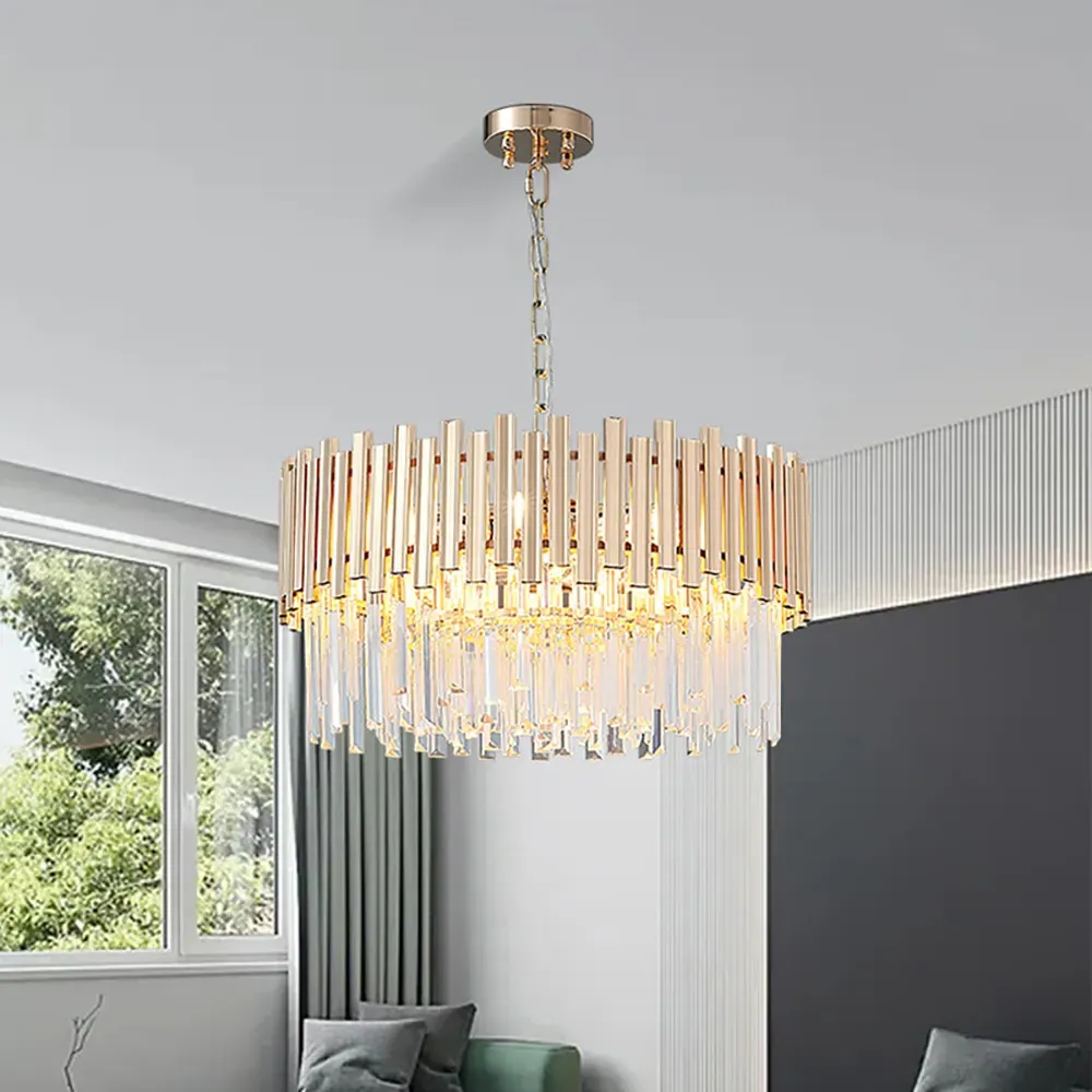 Tierizo 9-Light 2-Tier Crystal Chandelier with Adjustable Chain - Rose Gold product