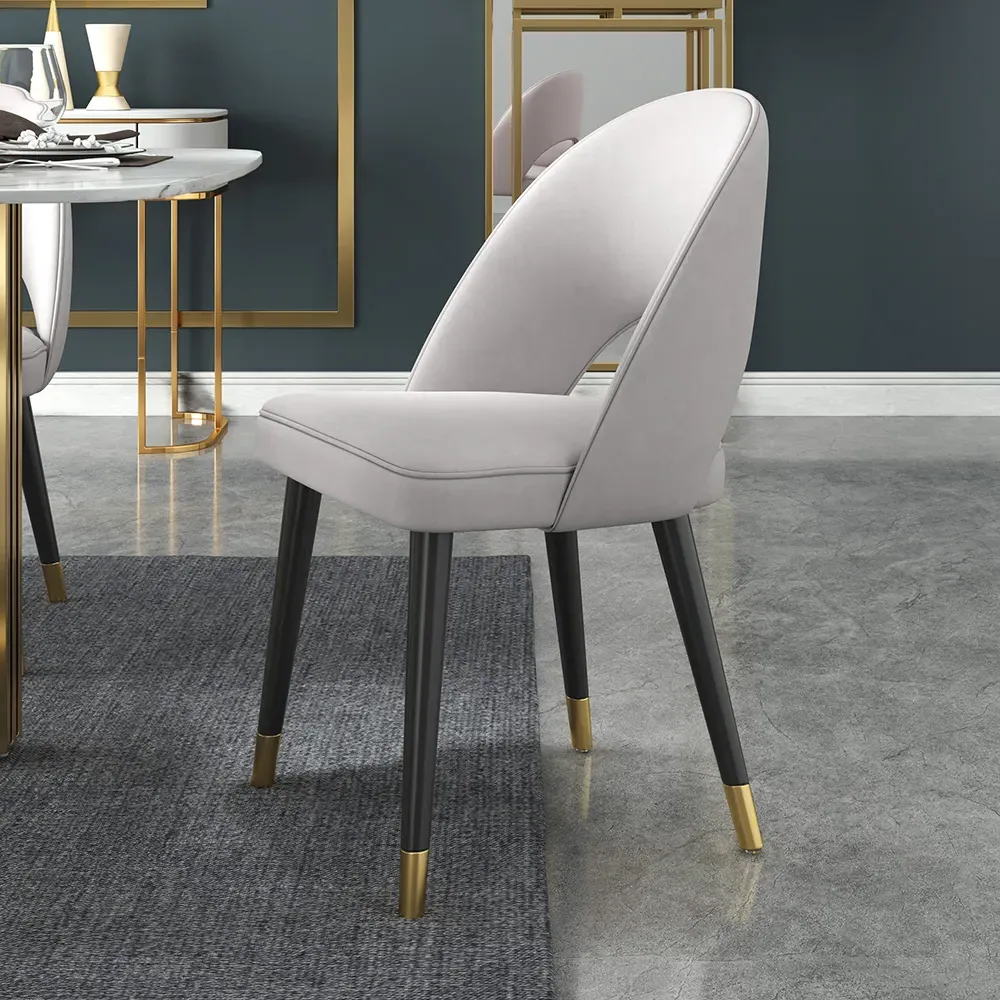 Upholstered Open Back Dining Chair Set of 4 - Light Grey, Velvet product