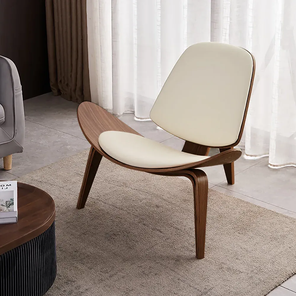 Walnut Tripod Accent Chair - Faux Leather product