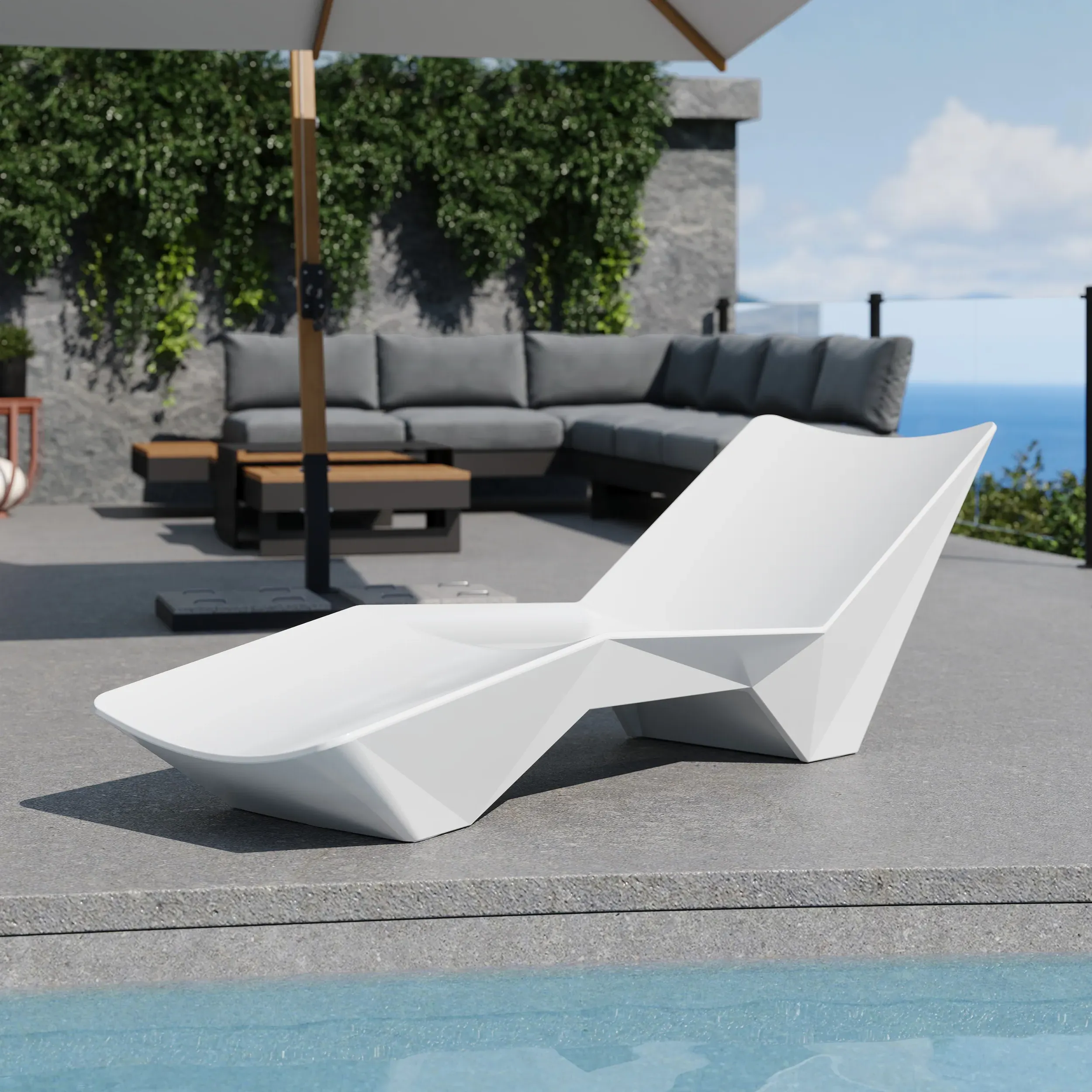 Weather-Resistant Pool Chaise Lounge - White product