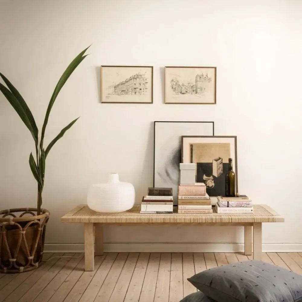 Woven Rattan Entryway Bench with Ash Wood Legs - Natural product