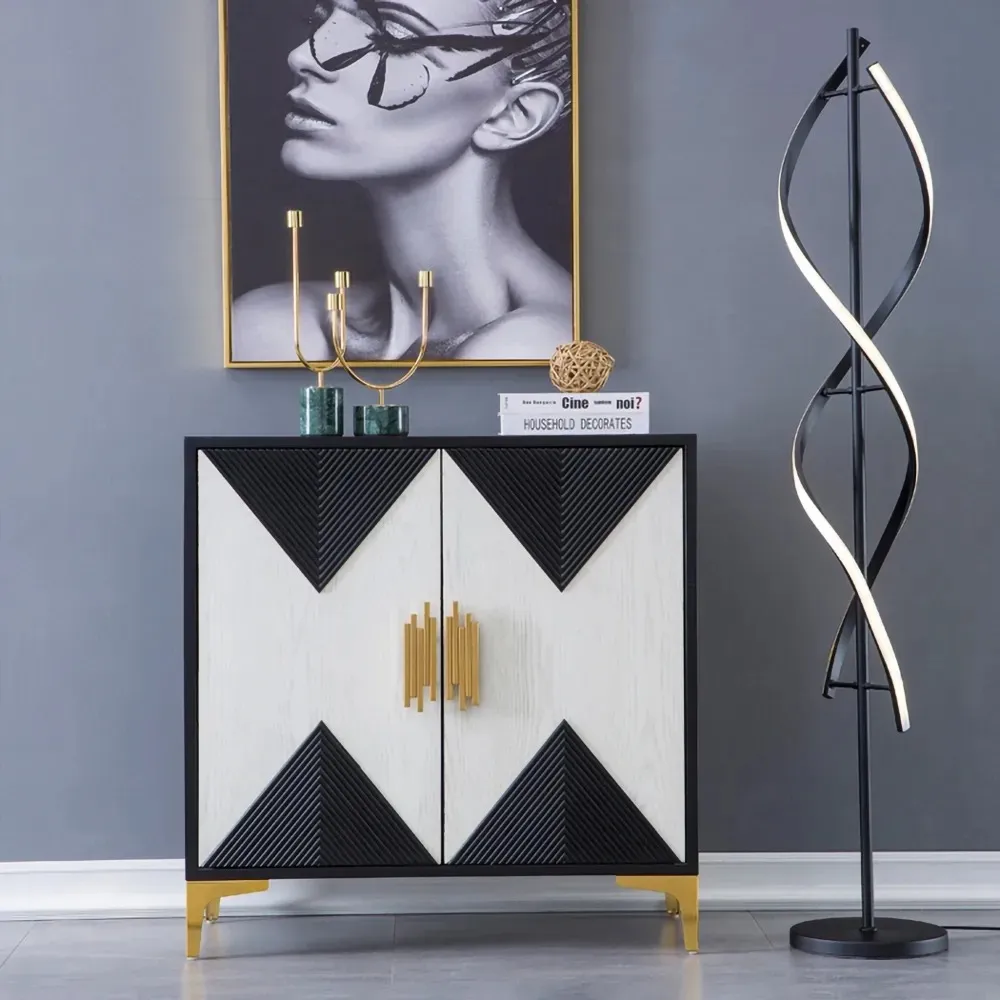 Wovuna Small Sideboard 2 Doors & 3 Shelves - Black, MDF product