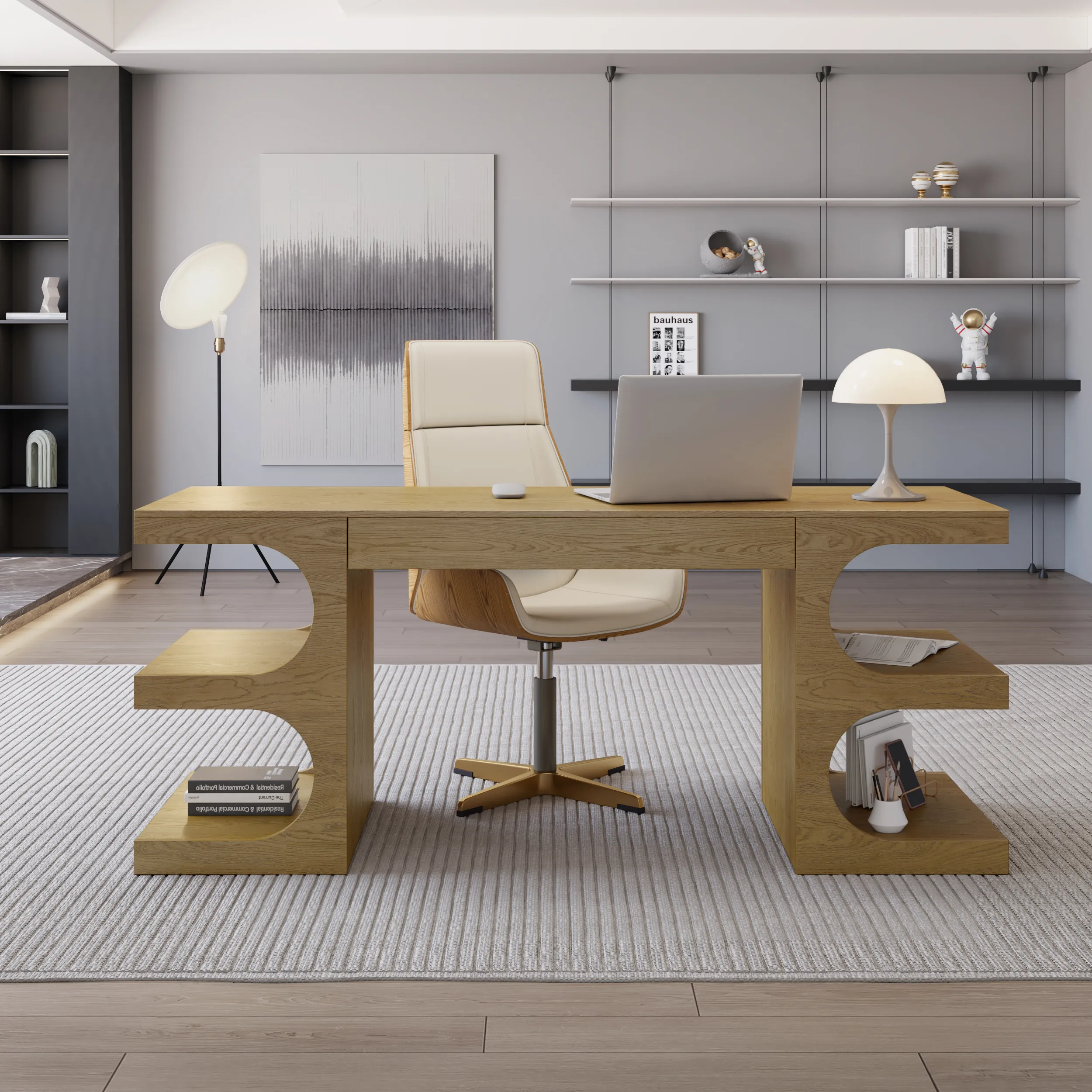 Writing Desk with Drawer & Shelves - Natural product