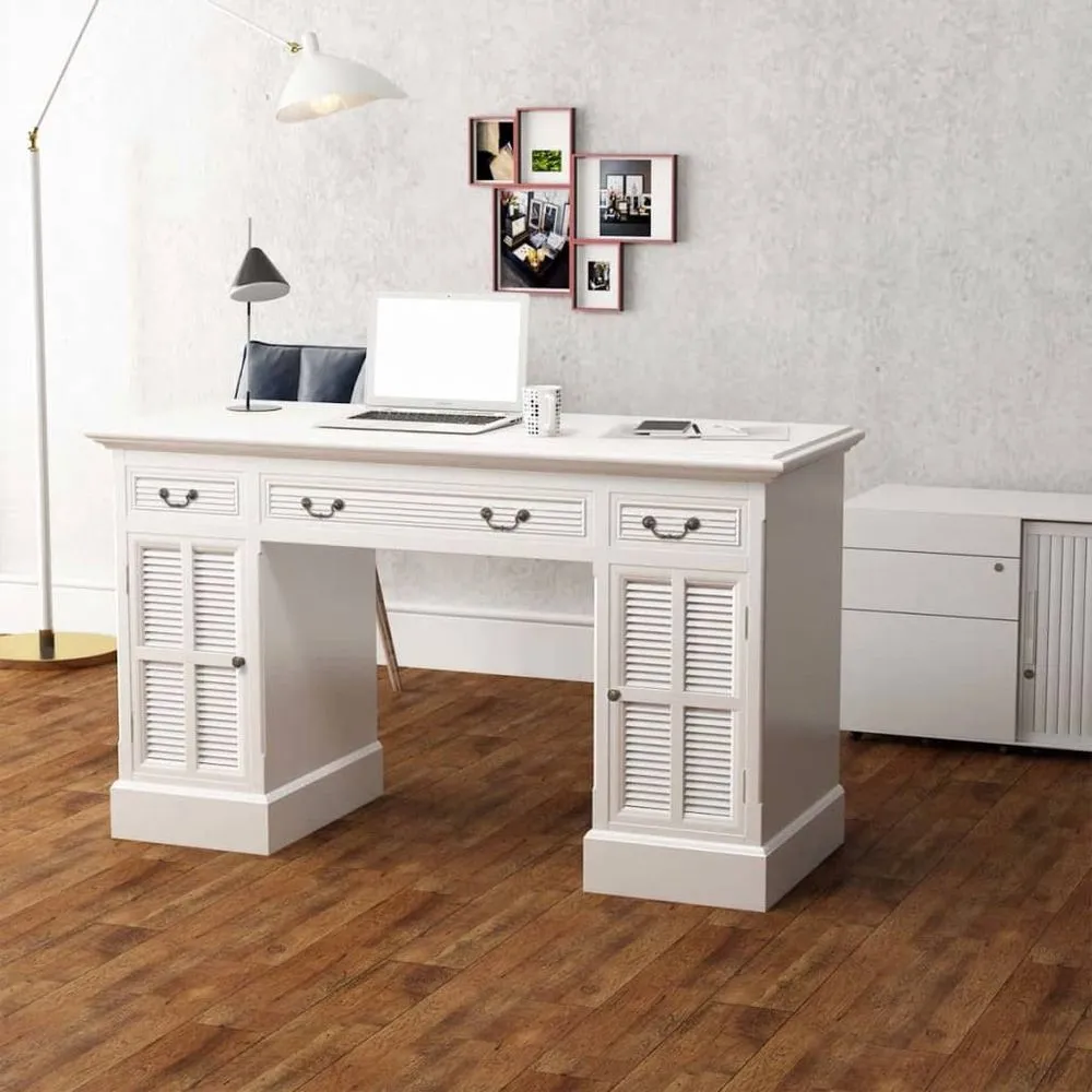 vidaxl-double-pedestal-desk-white-140x48x80-cm image