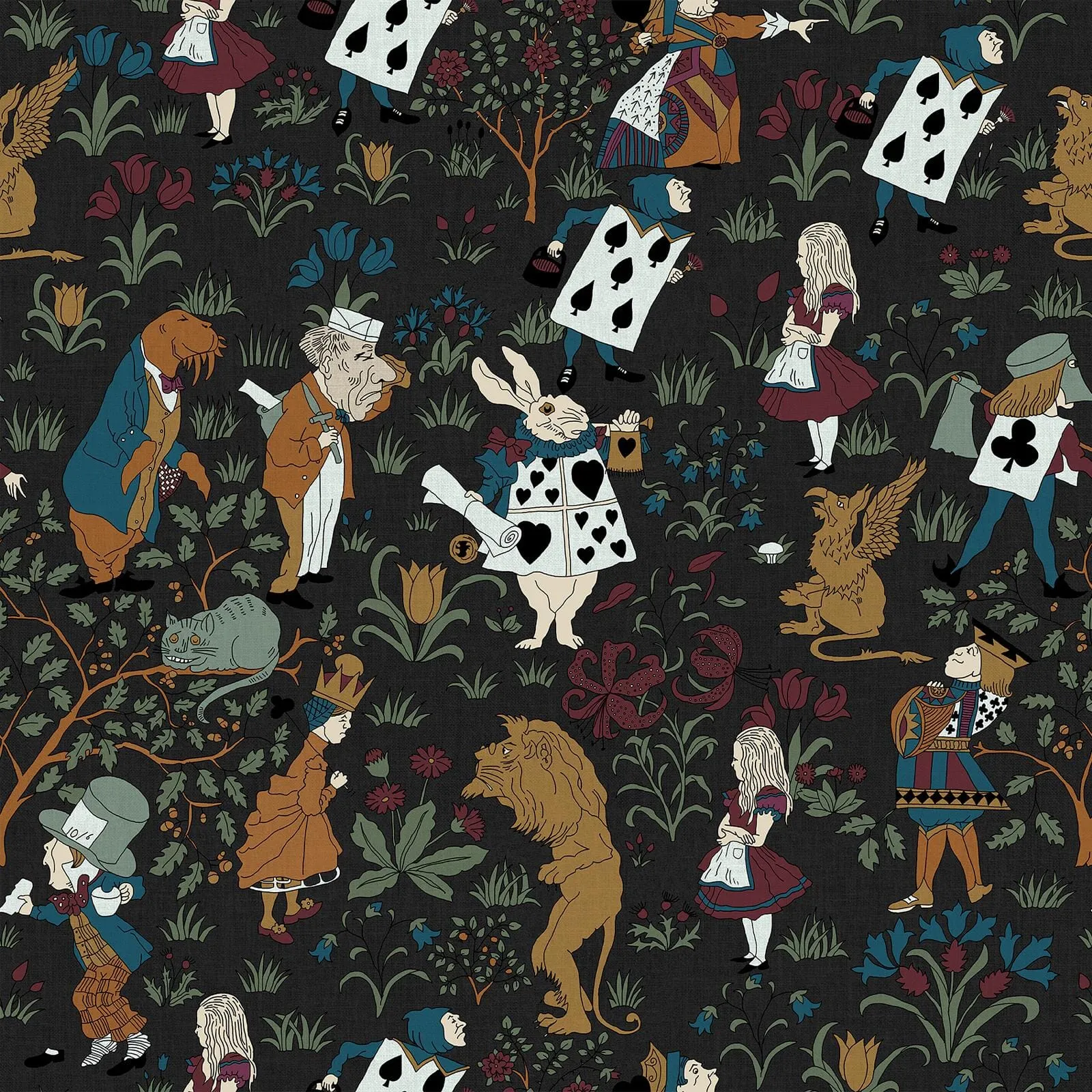 Alice in Wonderland Wallpaper Sample - Noir, Black product