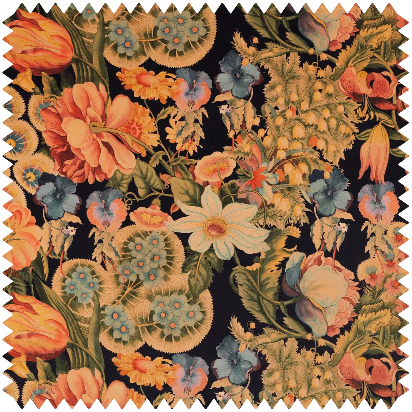 Amatoria Floral Print Velvet Fabric - Black product