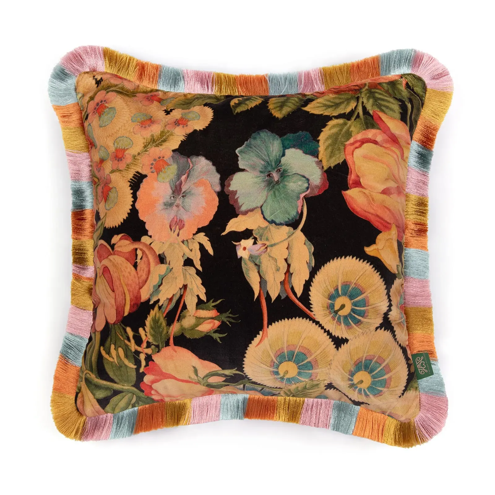Amatoria Fringe Velvet Cushion - Noir product