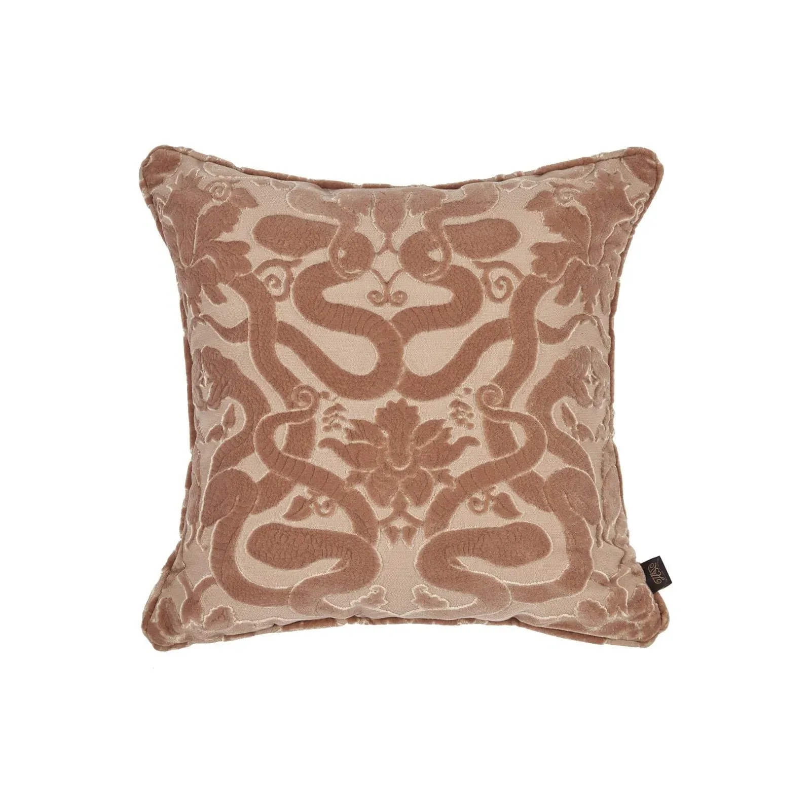 Anaconda Medium Cut-Velvet Cushion - Dusky Pink image
