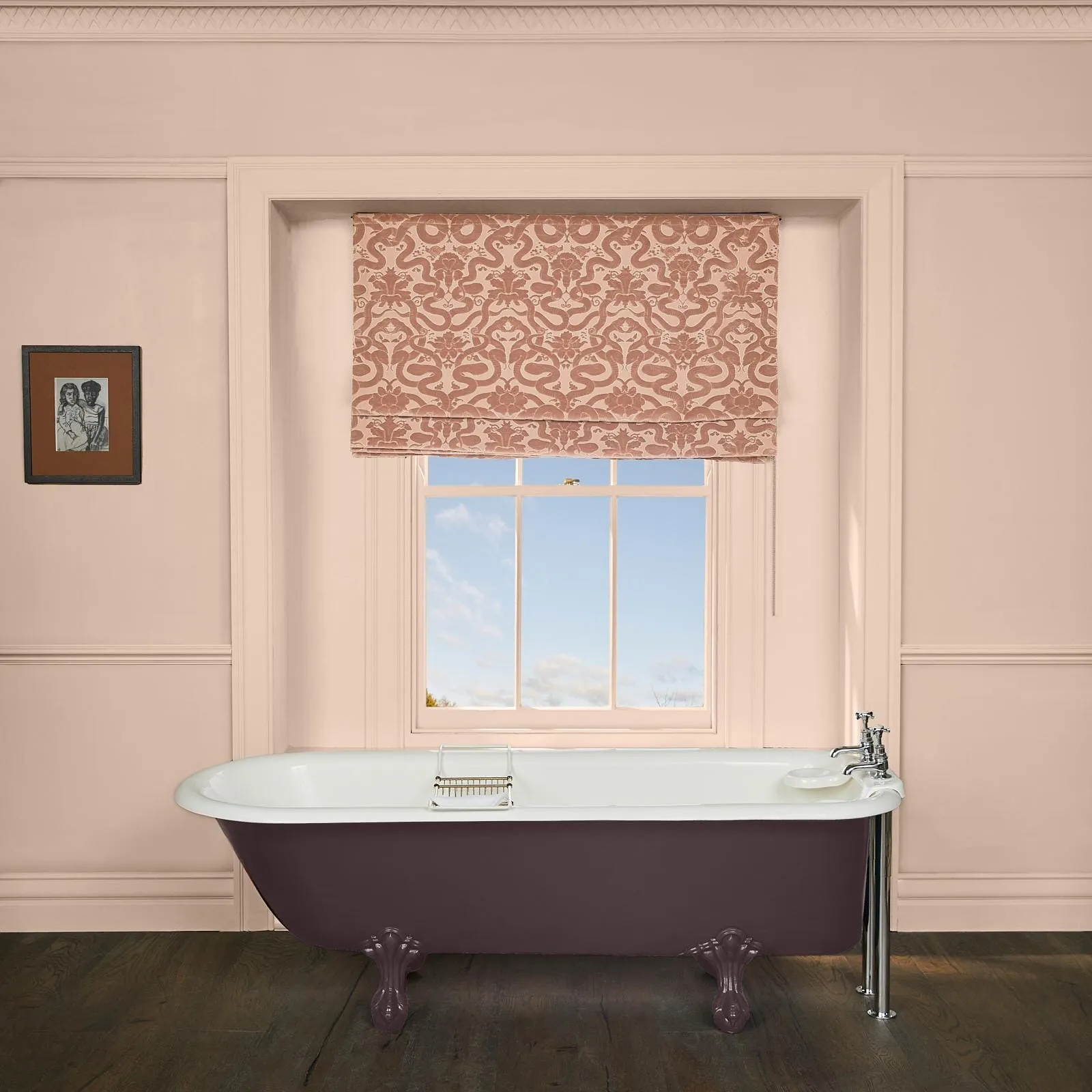 Anaconda Roman Blind - Dusky Pink, Velvet image