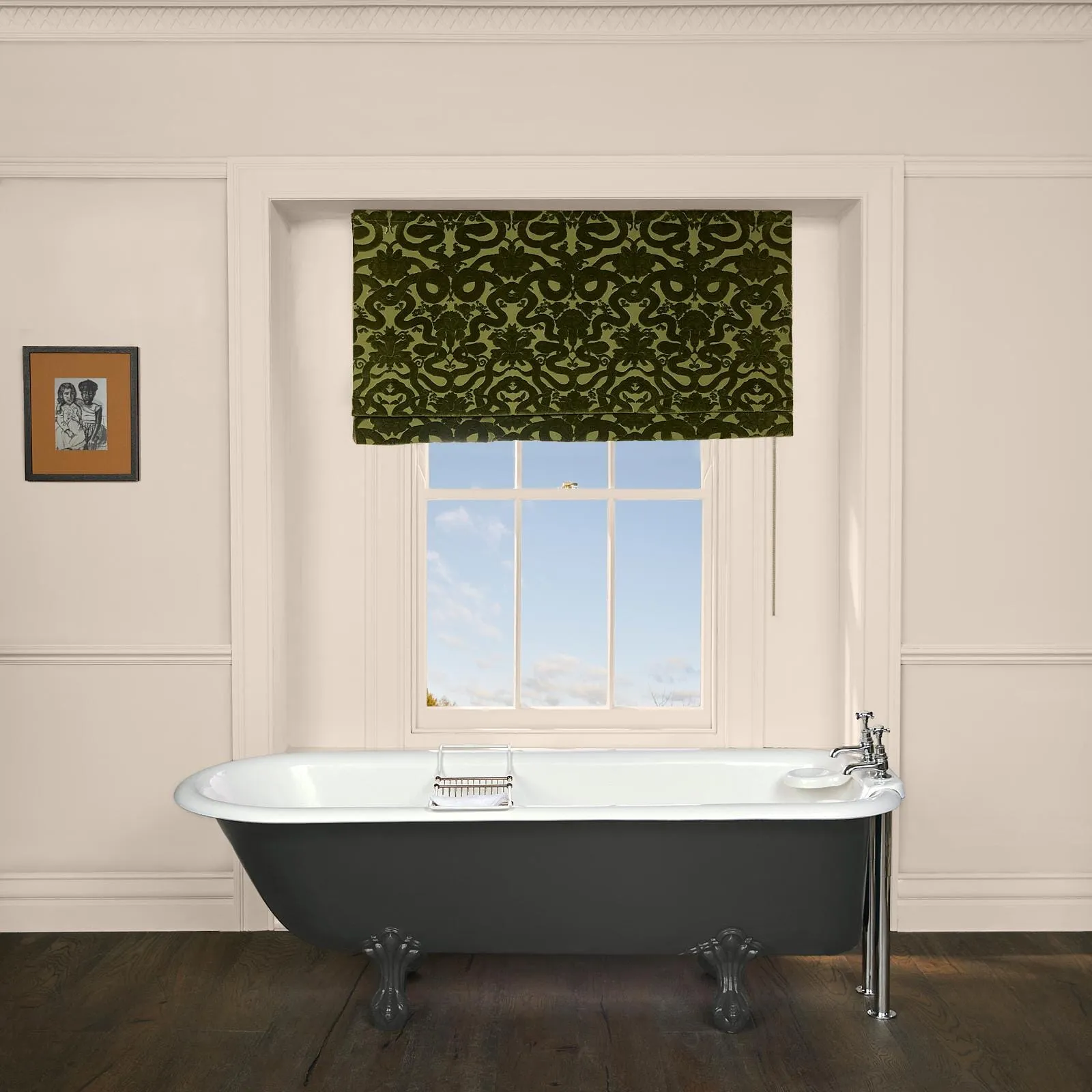 Anaconda Roman Blind - Olive Green, Velvet