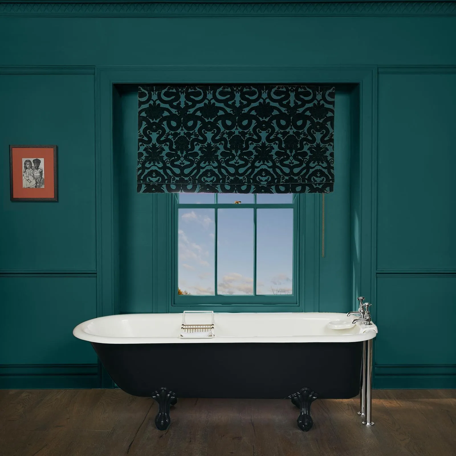 Anaconda Roman Blind - Petrol, Velvet